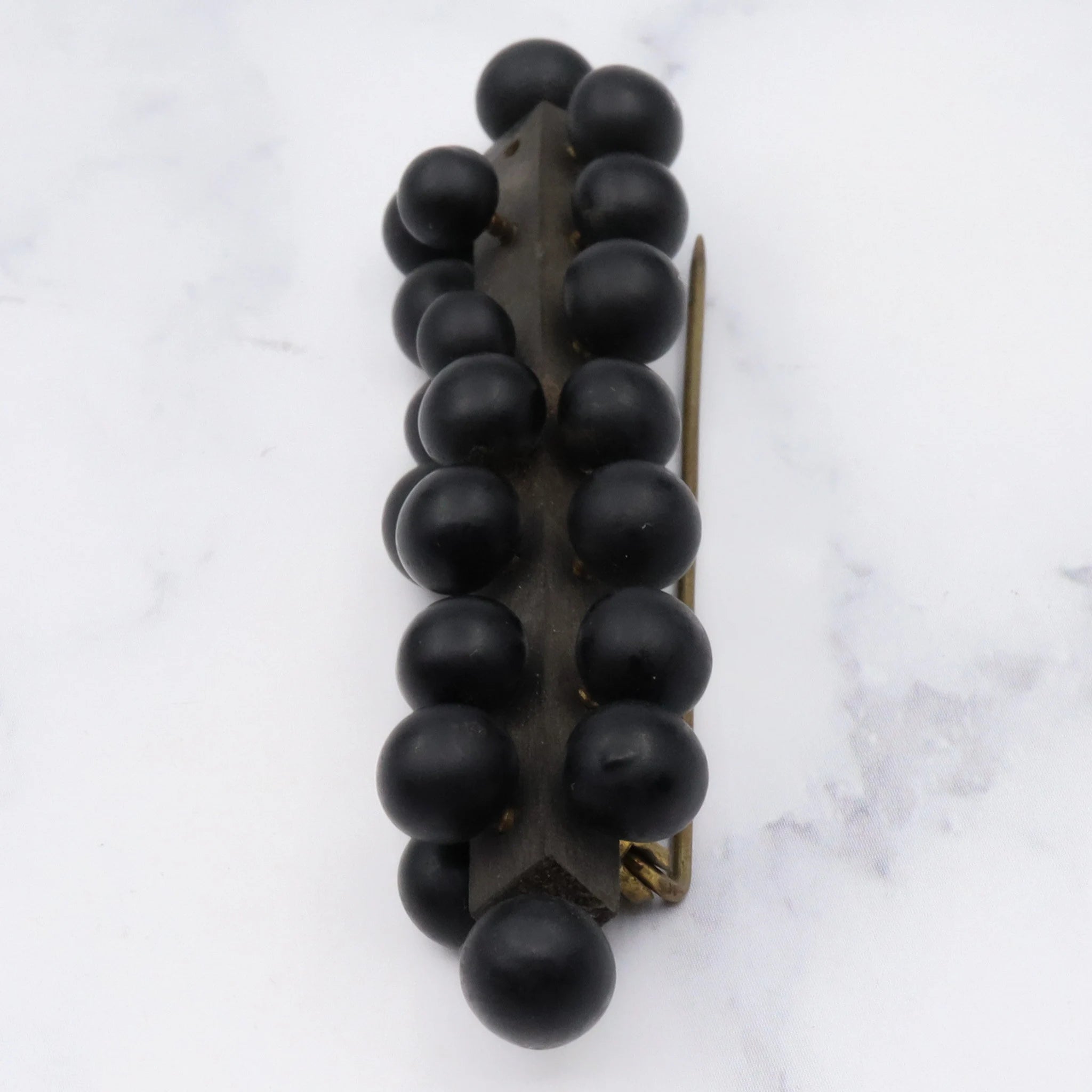 Antique Victorian french jet mourning brooch