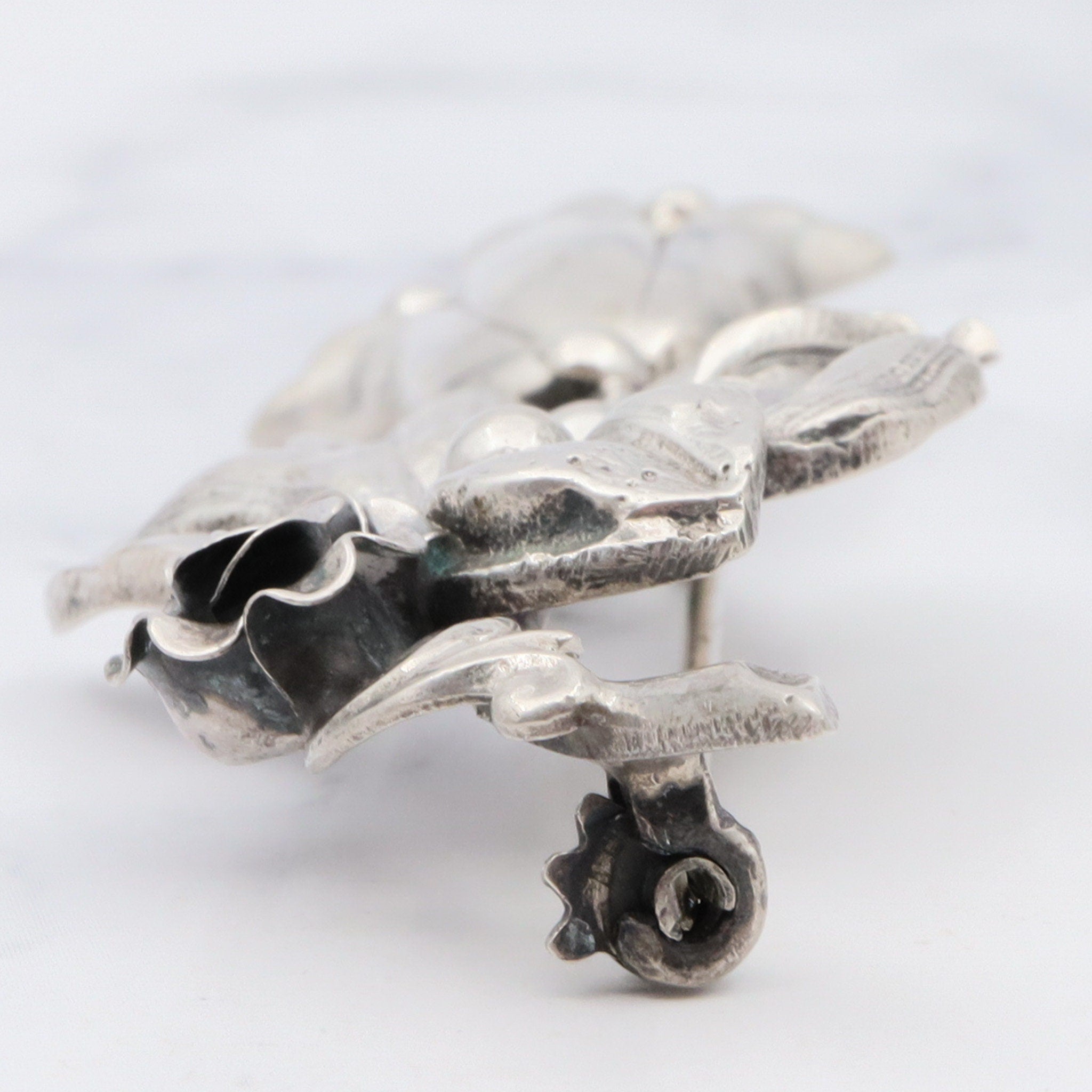 Antique Peruzzi Florence .800 silver flower brooch