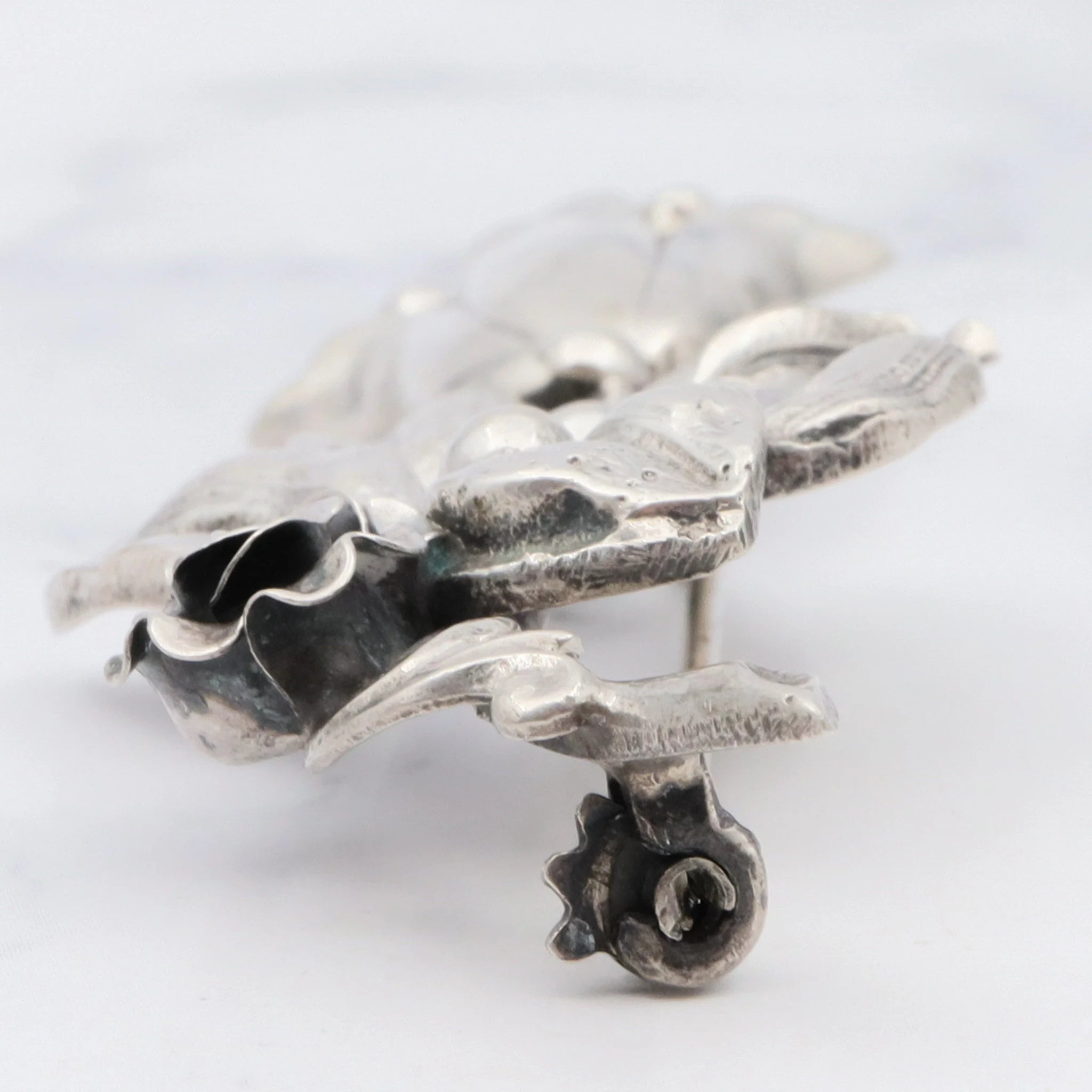 Antique Peruzzi Florence .800 silver flower brooch