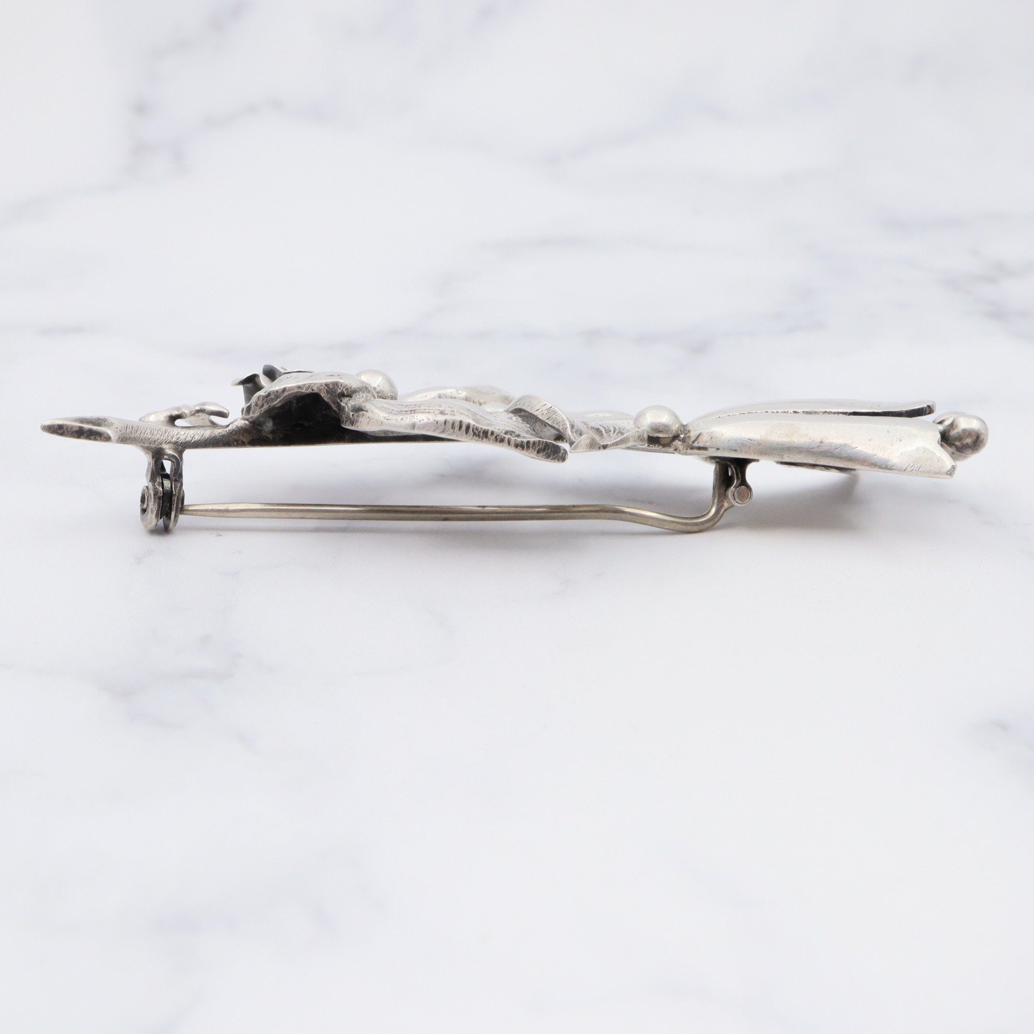 Antique Peruzzi Florence .800 silver flower brooch