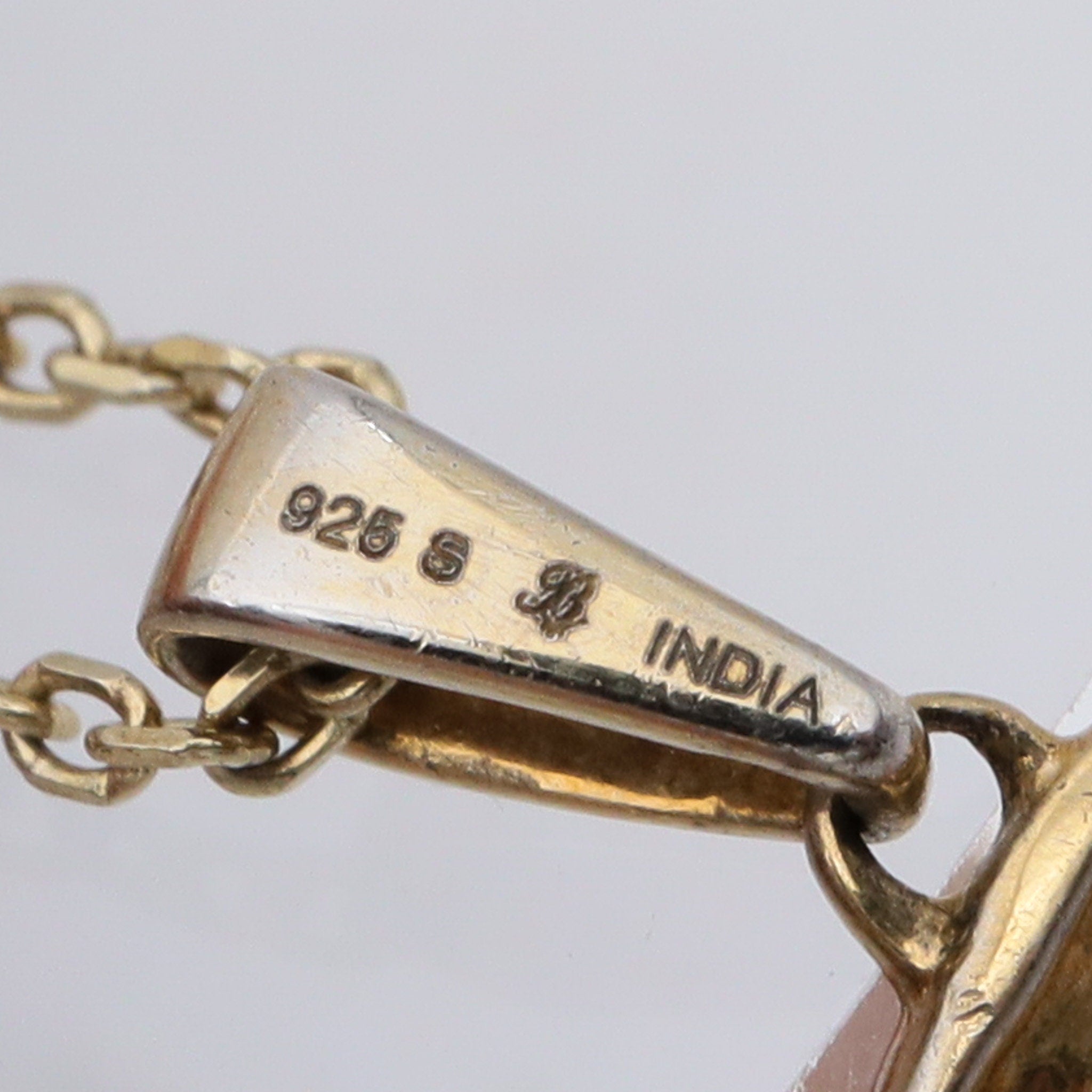 Vintage gold-plated sterling & diamond pendant necklace with adjustable cable link chain, 20”