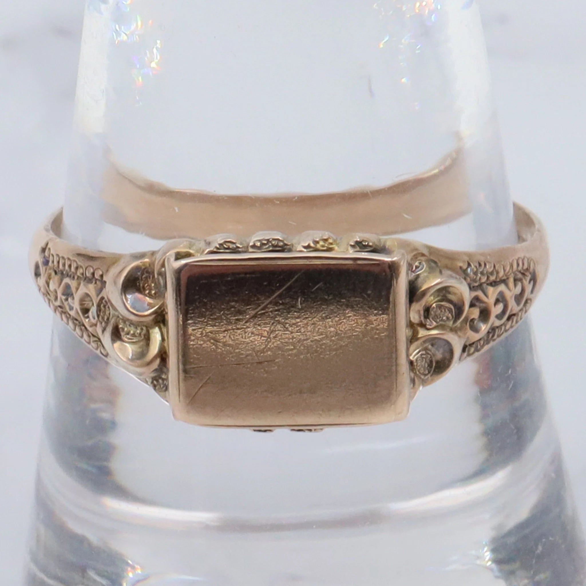 Antique Victorian 14k gold block signet ring, sz 9