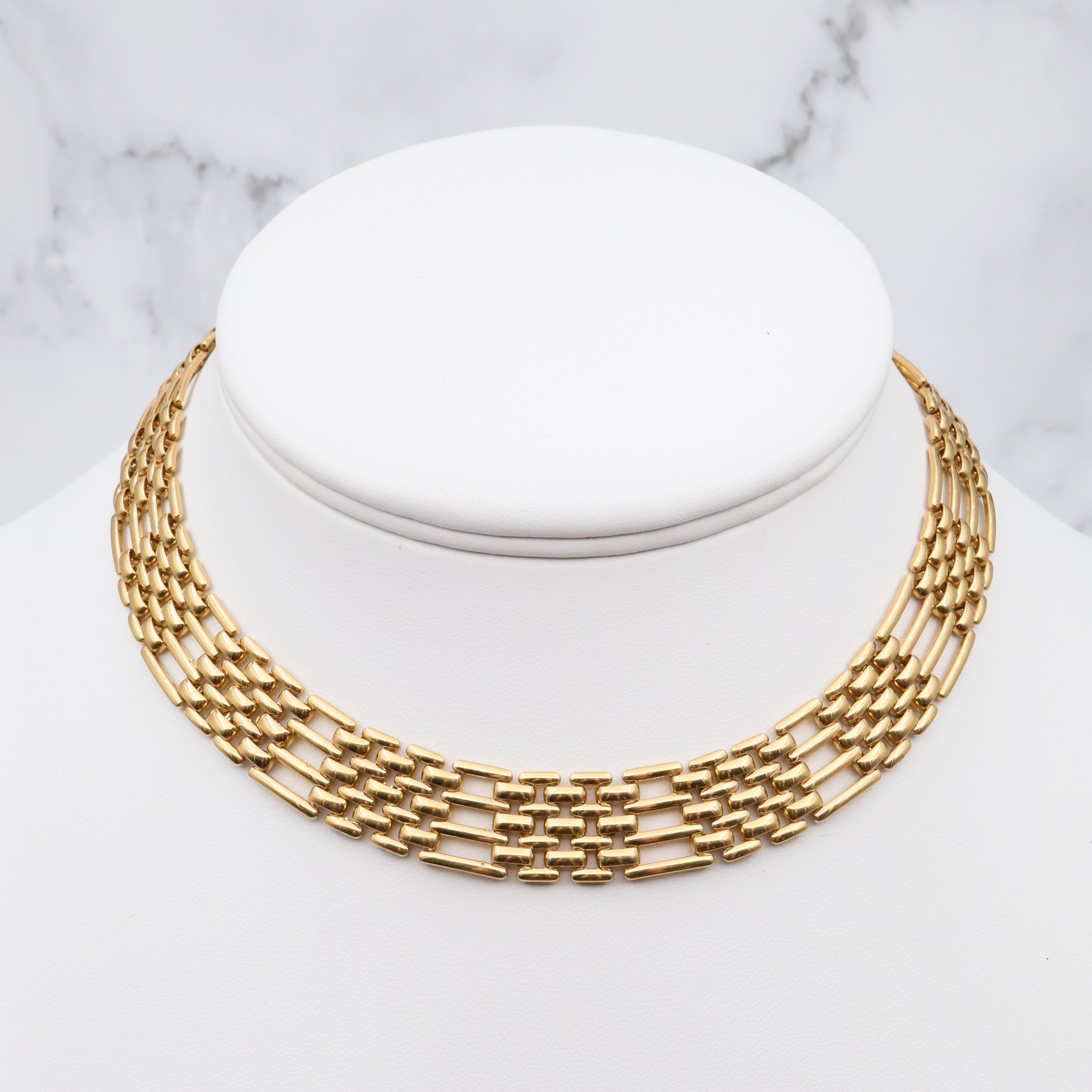 Vintage Mid Century modern Napier gold plated basket weave link choker