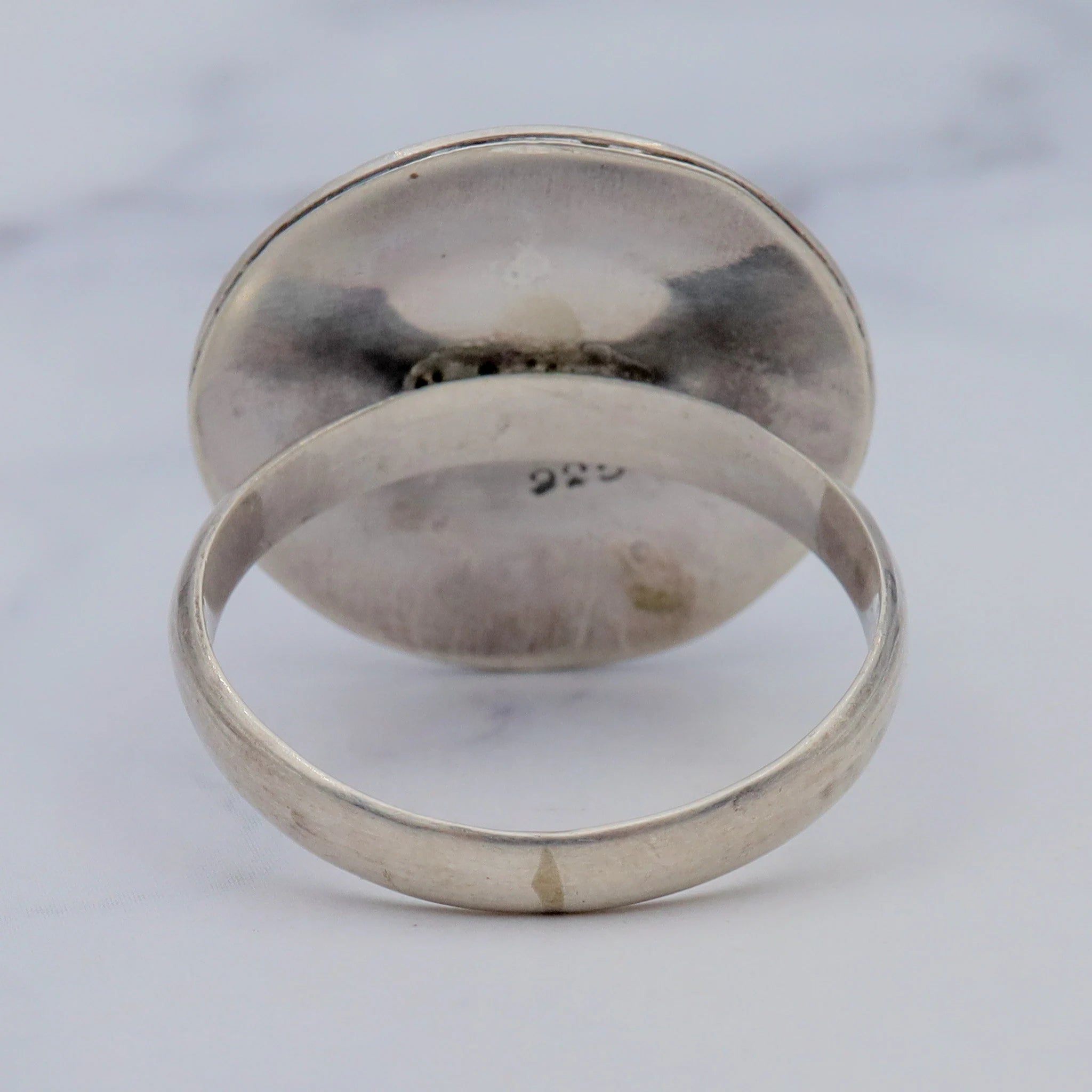 Vintage sterling, carnelian & applied bead ring, sz 9.25