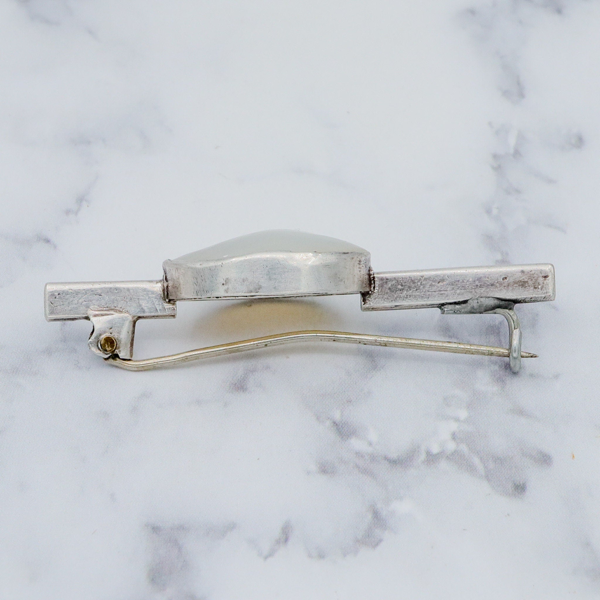 Antique Art Deco sterling & mabe pearl brooch
