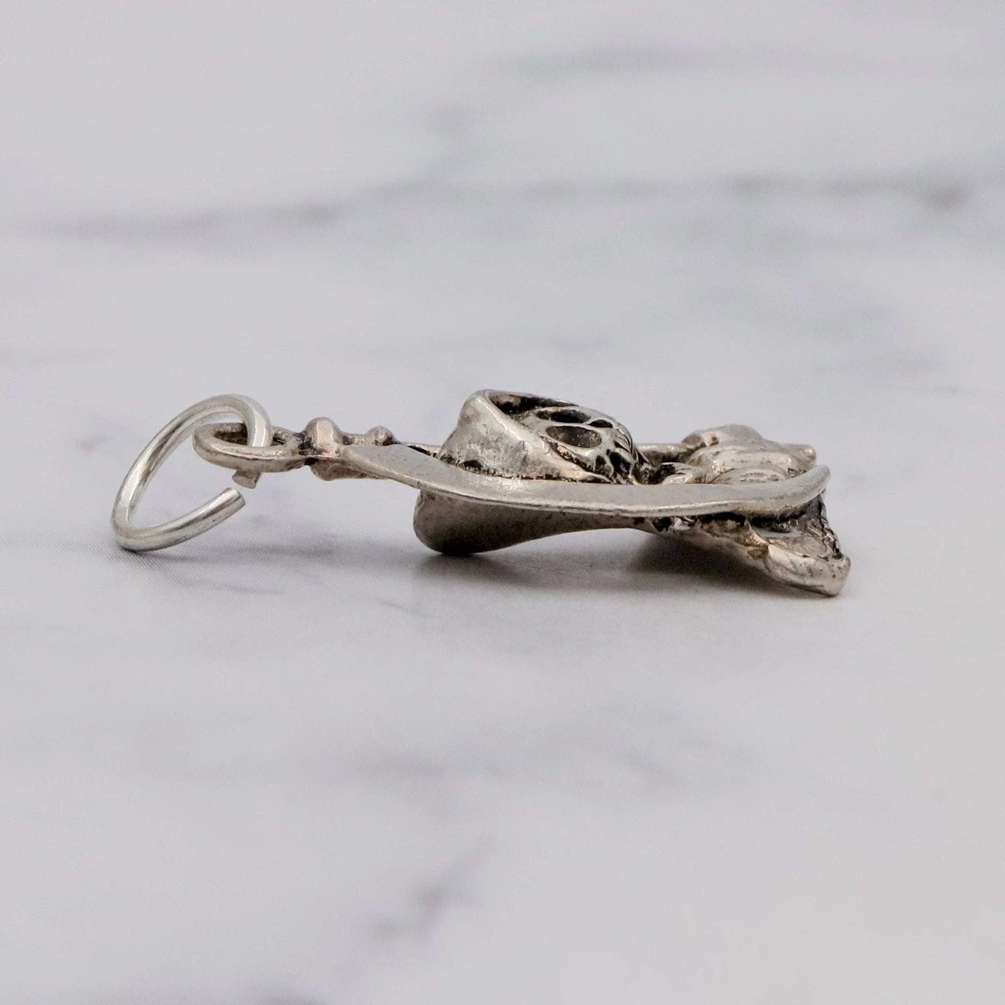 Vintage handmade sterling death pendant