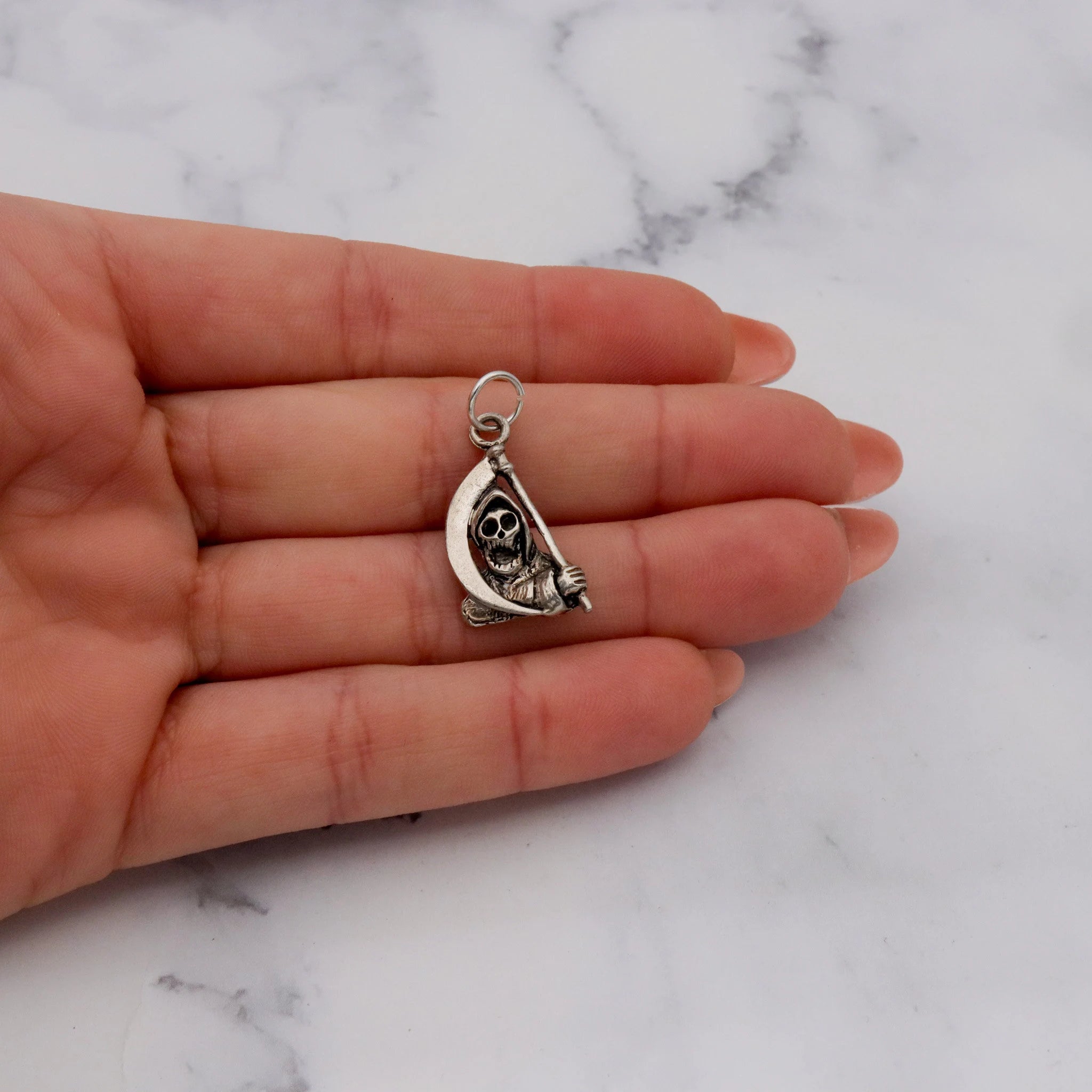 Vintage handmade sterling death pendant