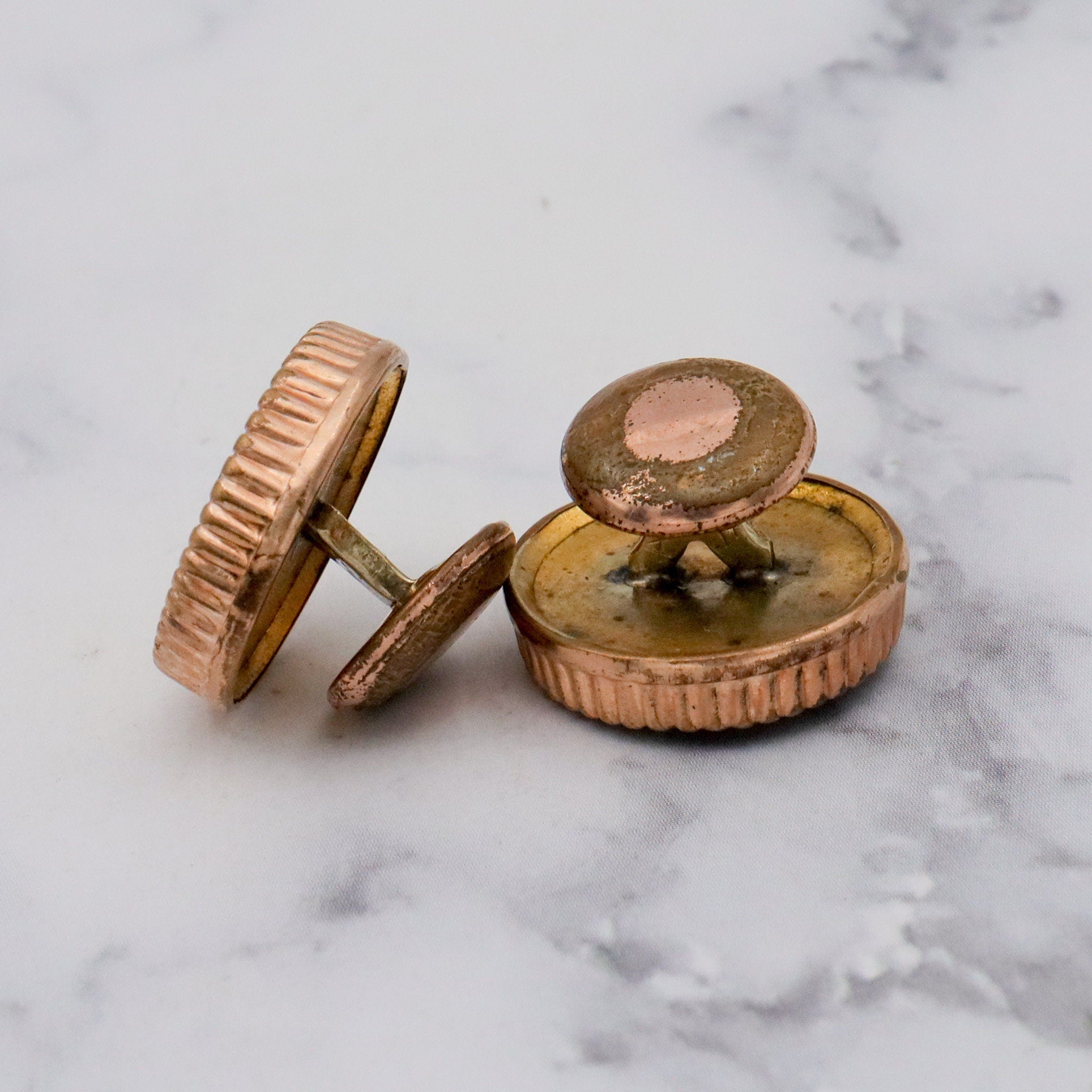 Antique Victorian two-toned gold filled & glass cufflinks
