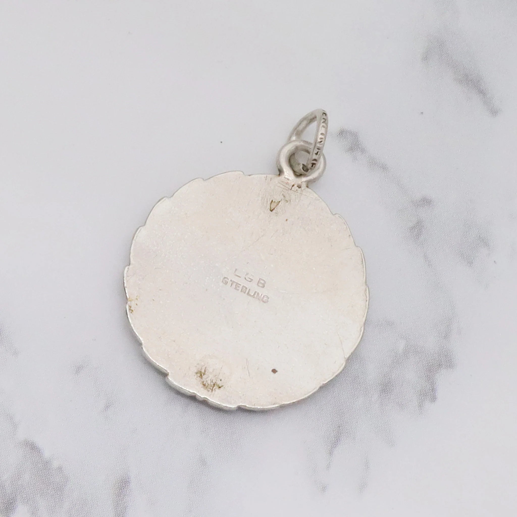 Antique sterling enamel "National Council of State Garden Clubs" medallion pendant