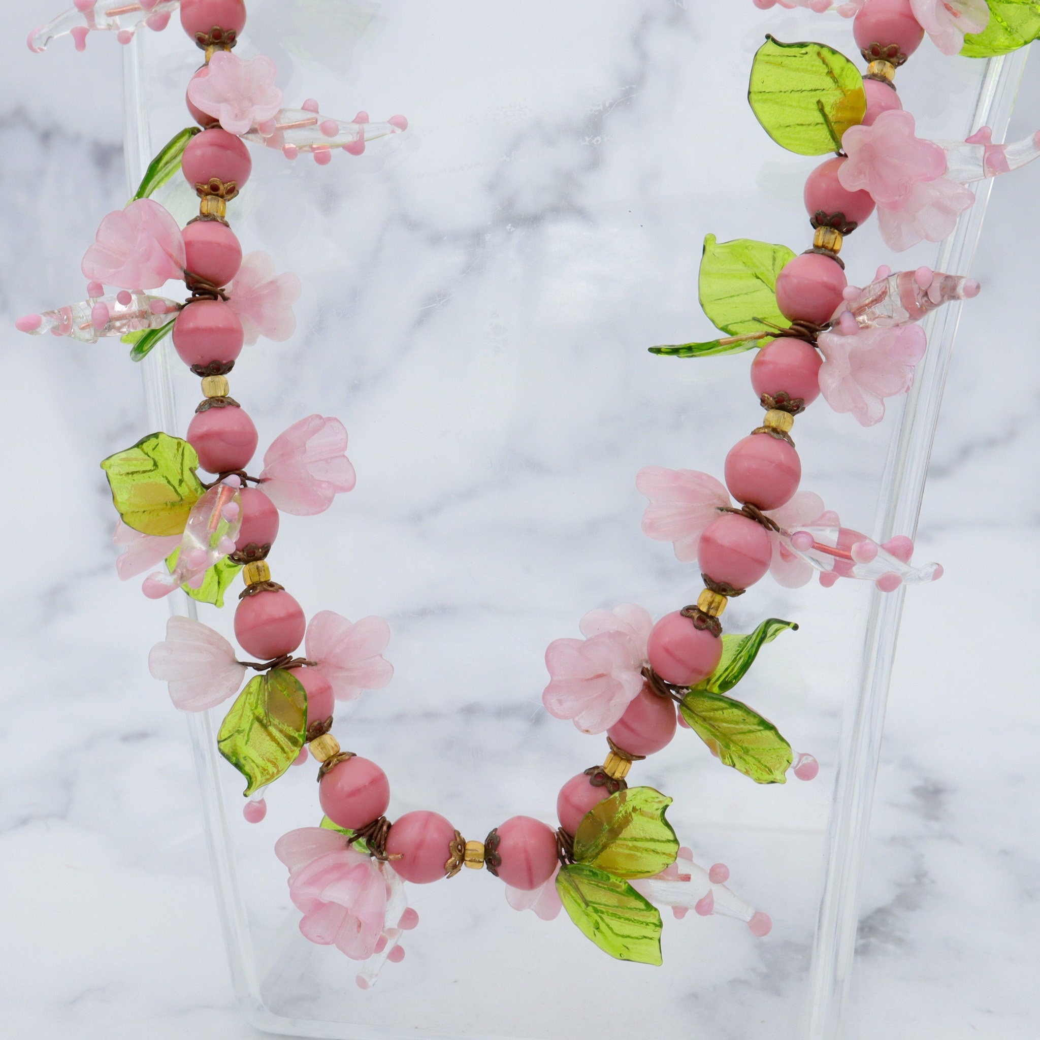Mid Century Venetian glass flower necklace