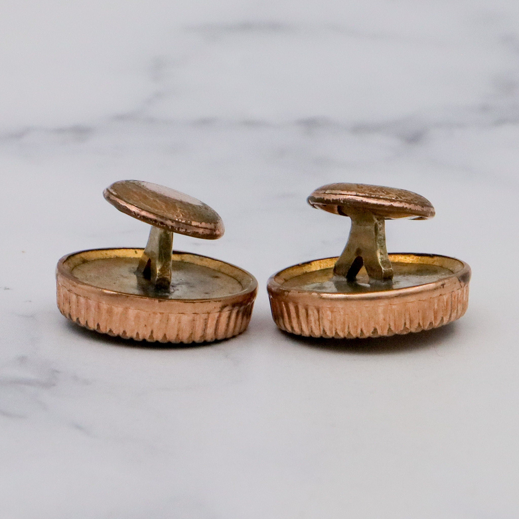 Antique Victorian two-toned gold filled & glass cufflinks