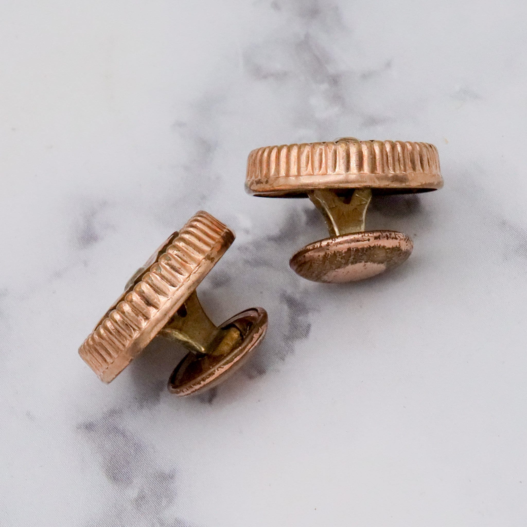 Antique Victorian two-toned gold filled & glass cufflinks