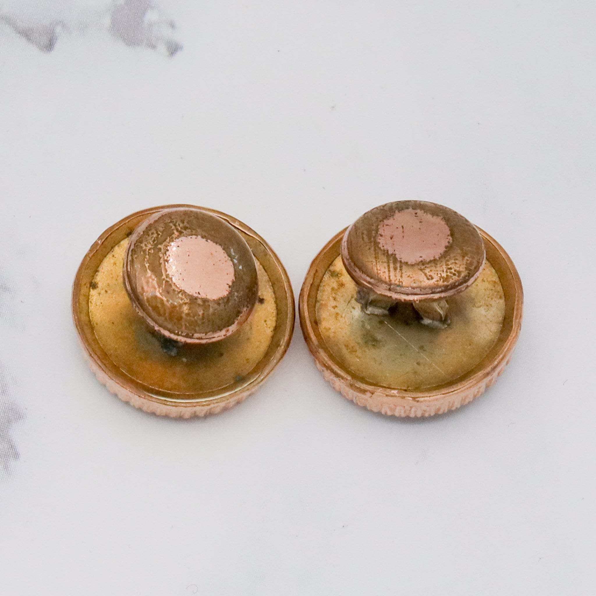 Antique Victorian two-toned gold filled & glass cufflinks