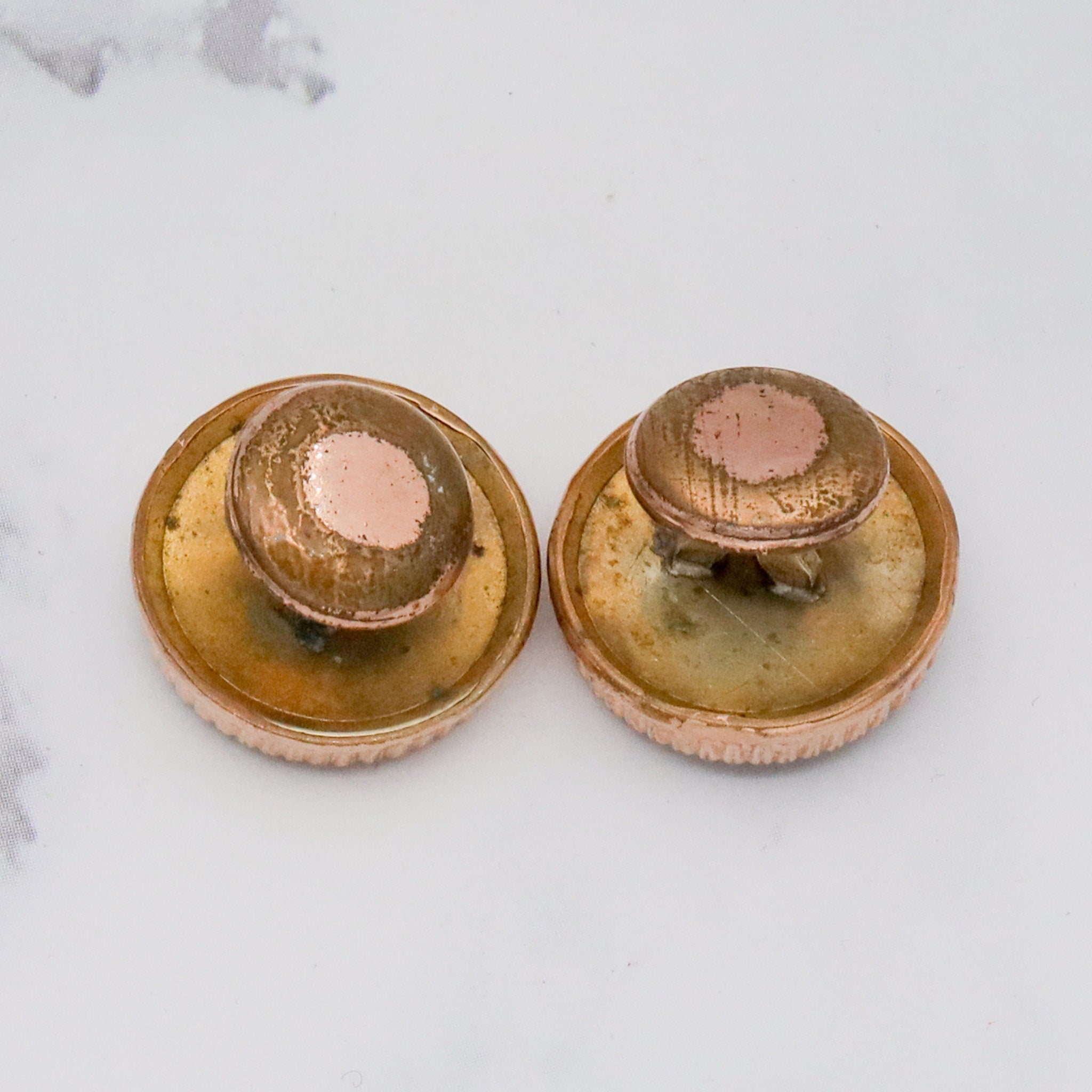 Antique Victorian two-toned gold filled & glass cufflinks