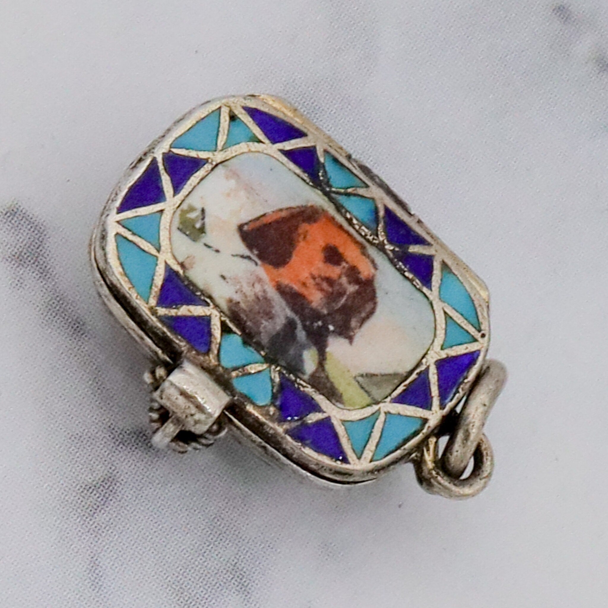 Antique .800 silver & enamel Egyptian Moses basket charm