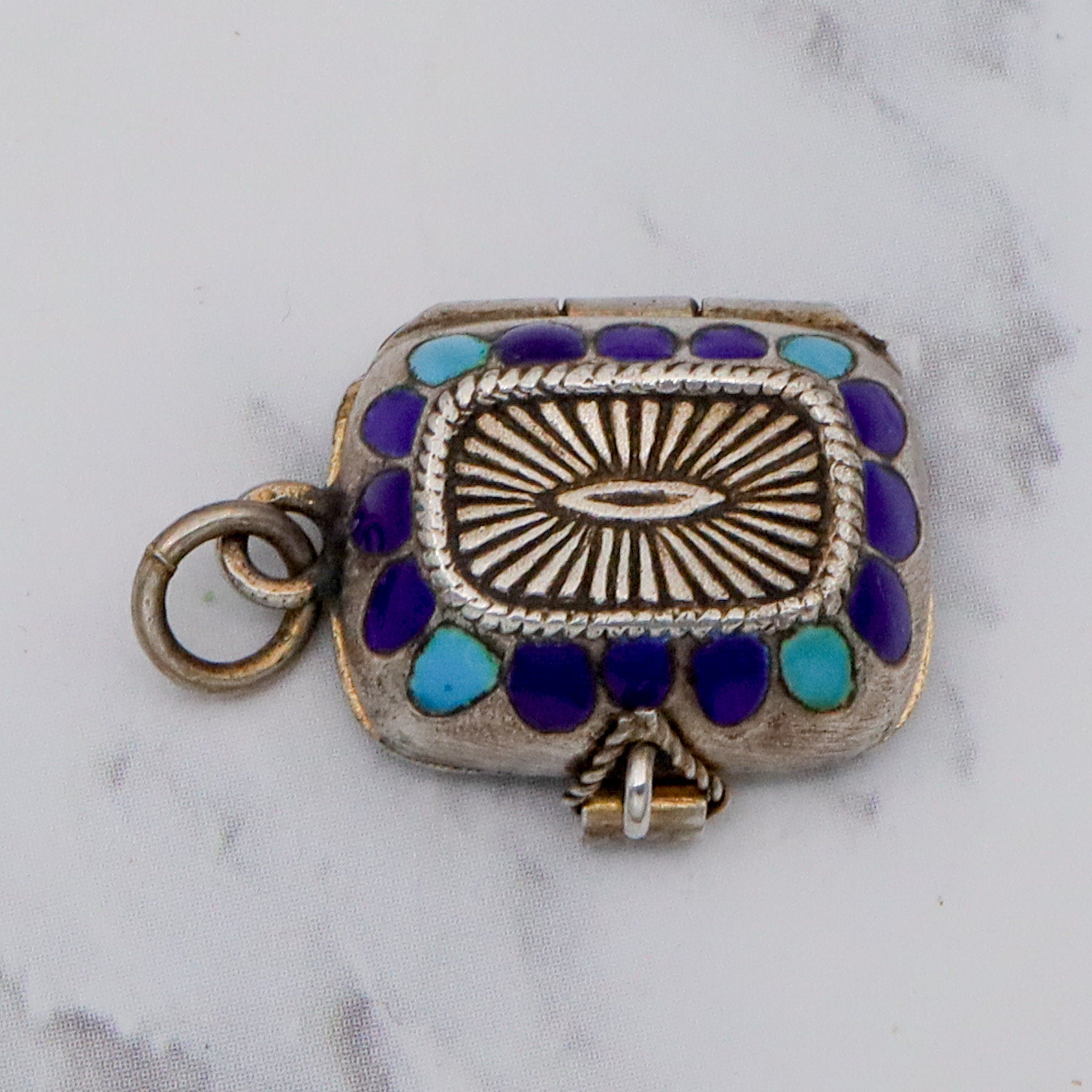 Large Antique gilt .800 silver enamel Egyptian Baby Moses basket charm