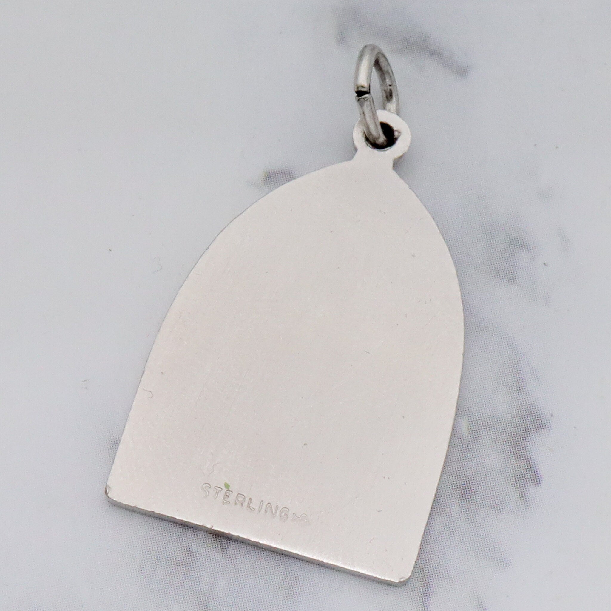 Vintage sterling and enamel Mary & Child stained glass window pendant