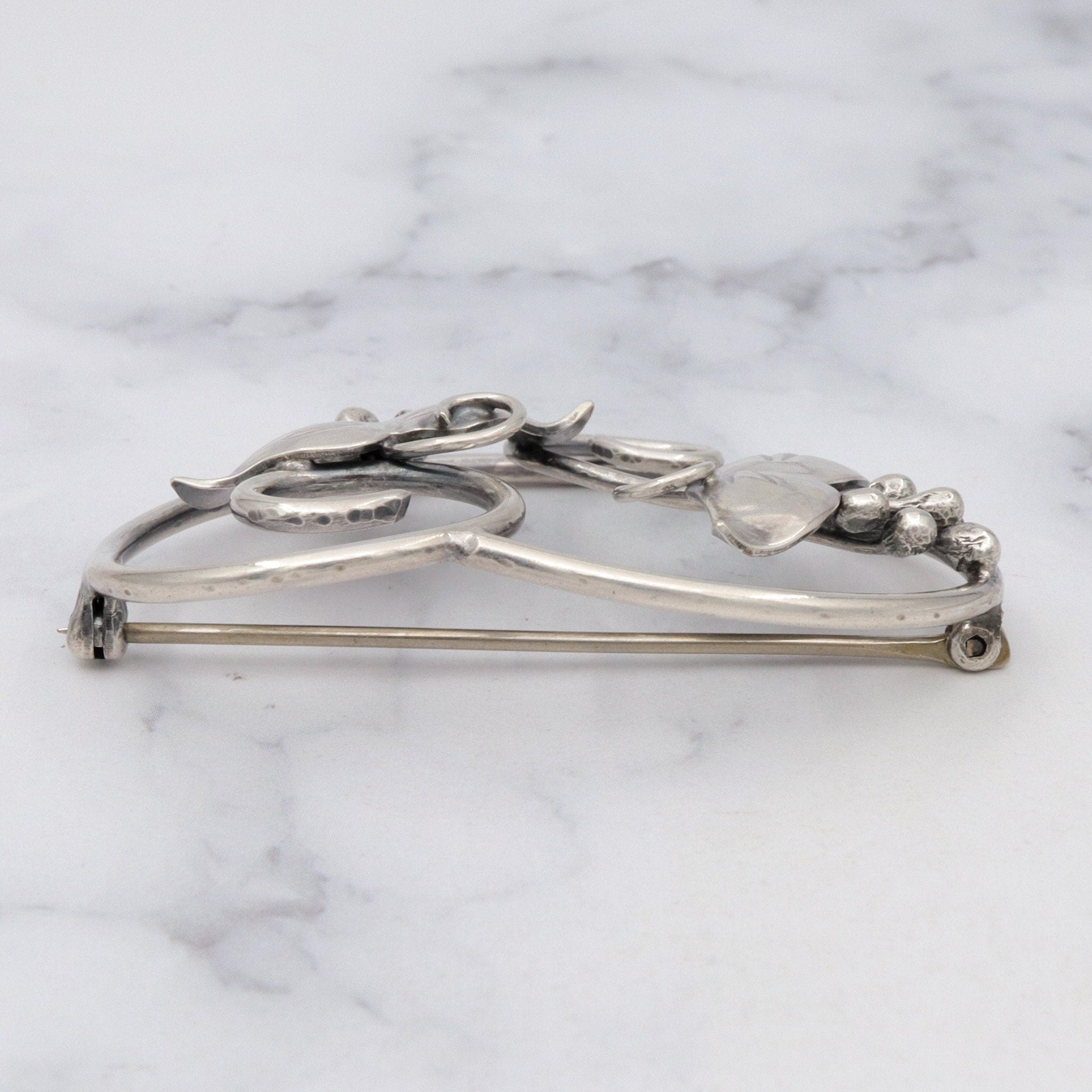 Vintage Mid-Century Charles H. Cole handmade sterling floral brooch