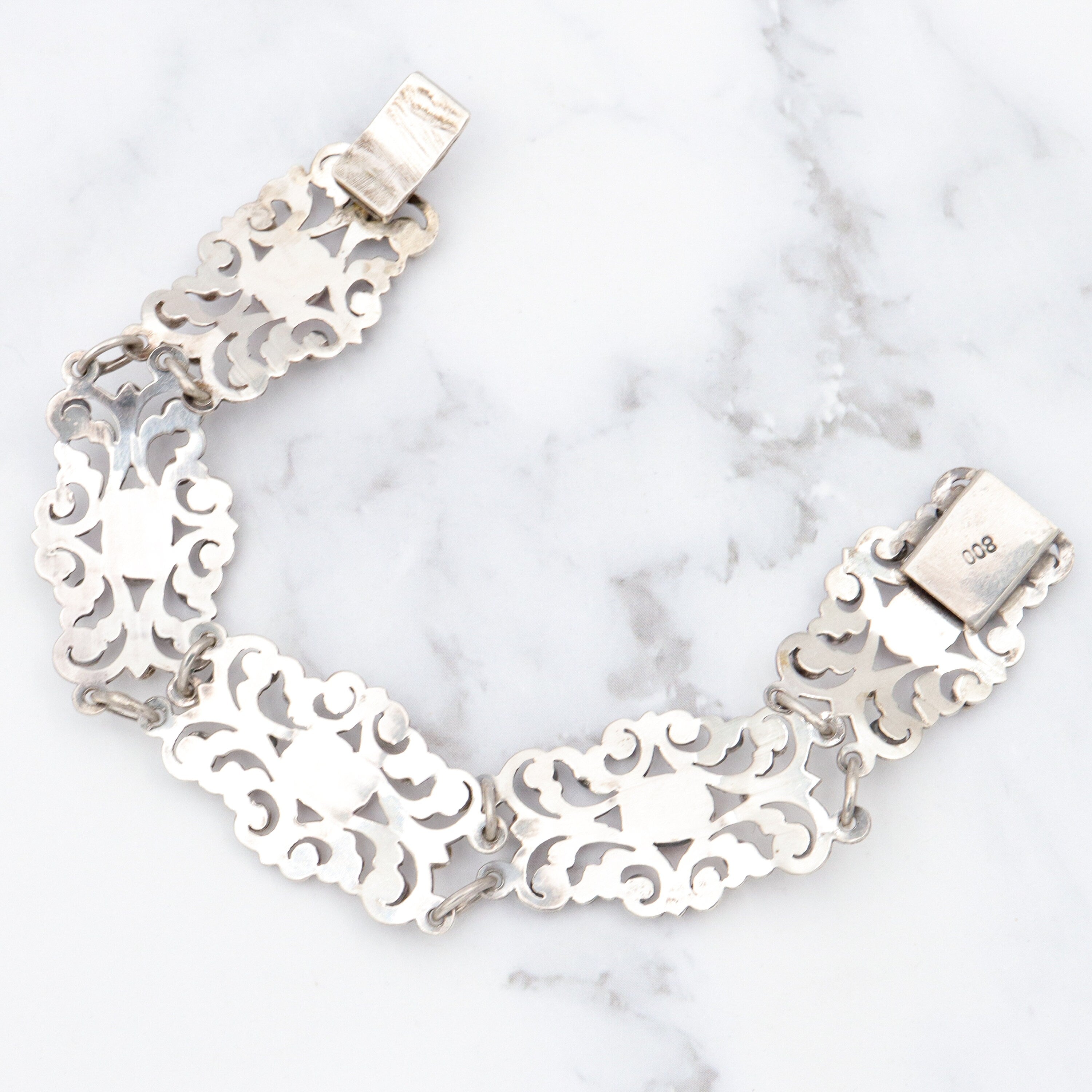 Antique Renaissance Revival .800 silver & coral bracelet