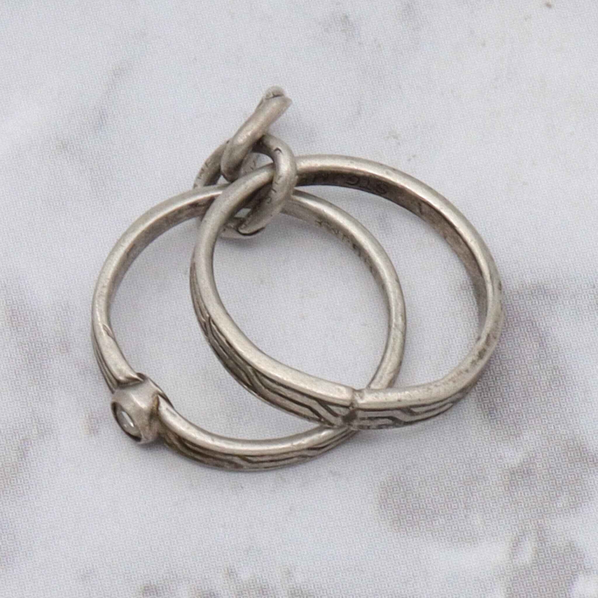Antique deco jmf sterling silver glass faux engagement ring set charm