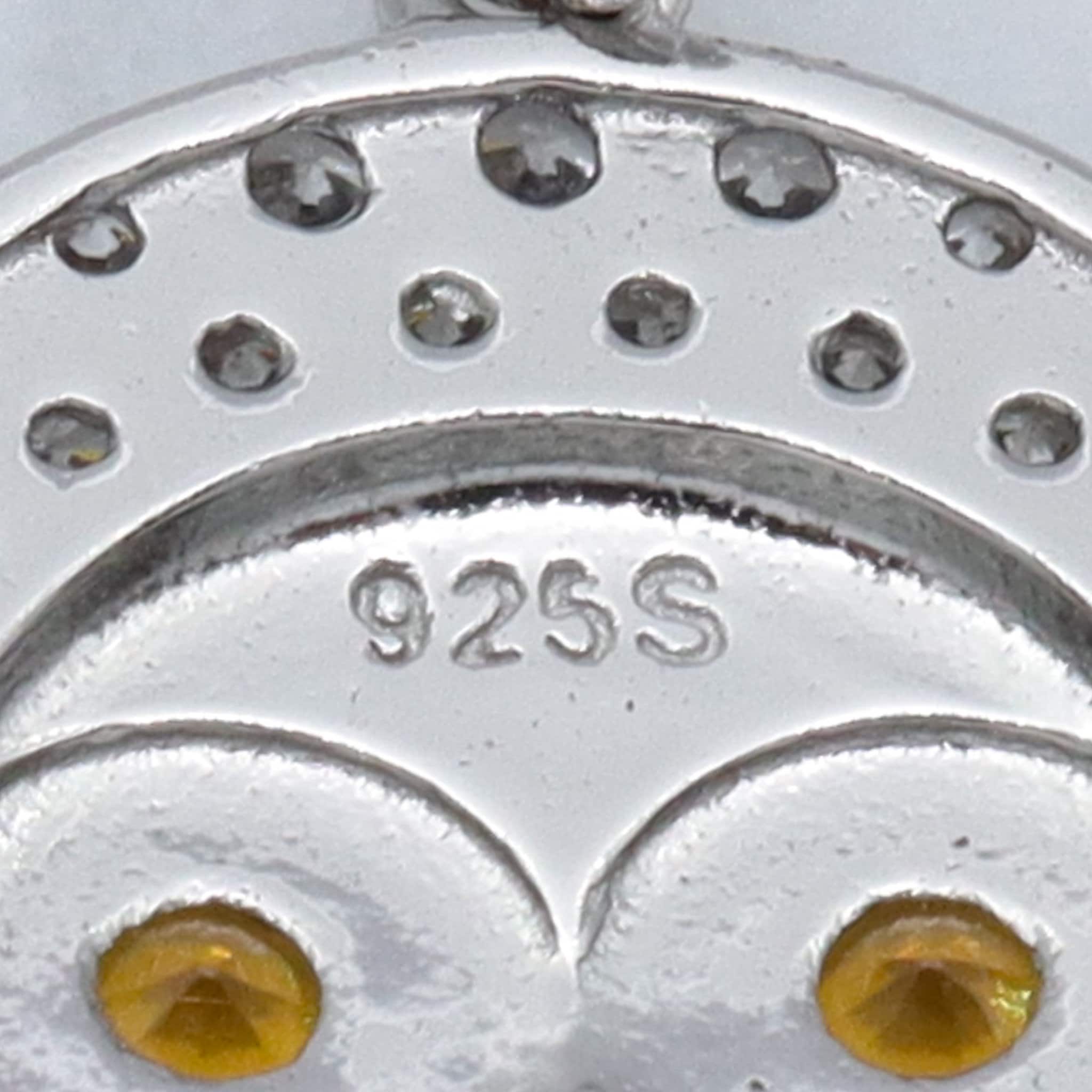 Vintage sterling, citrine glass and cubic zirconia owl pendant