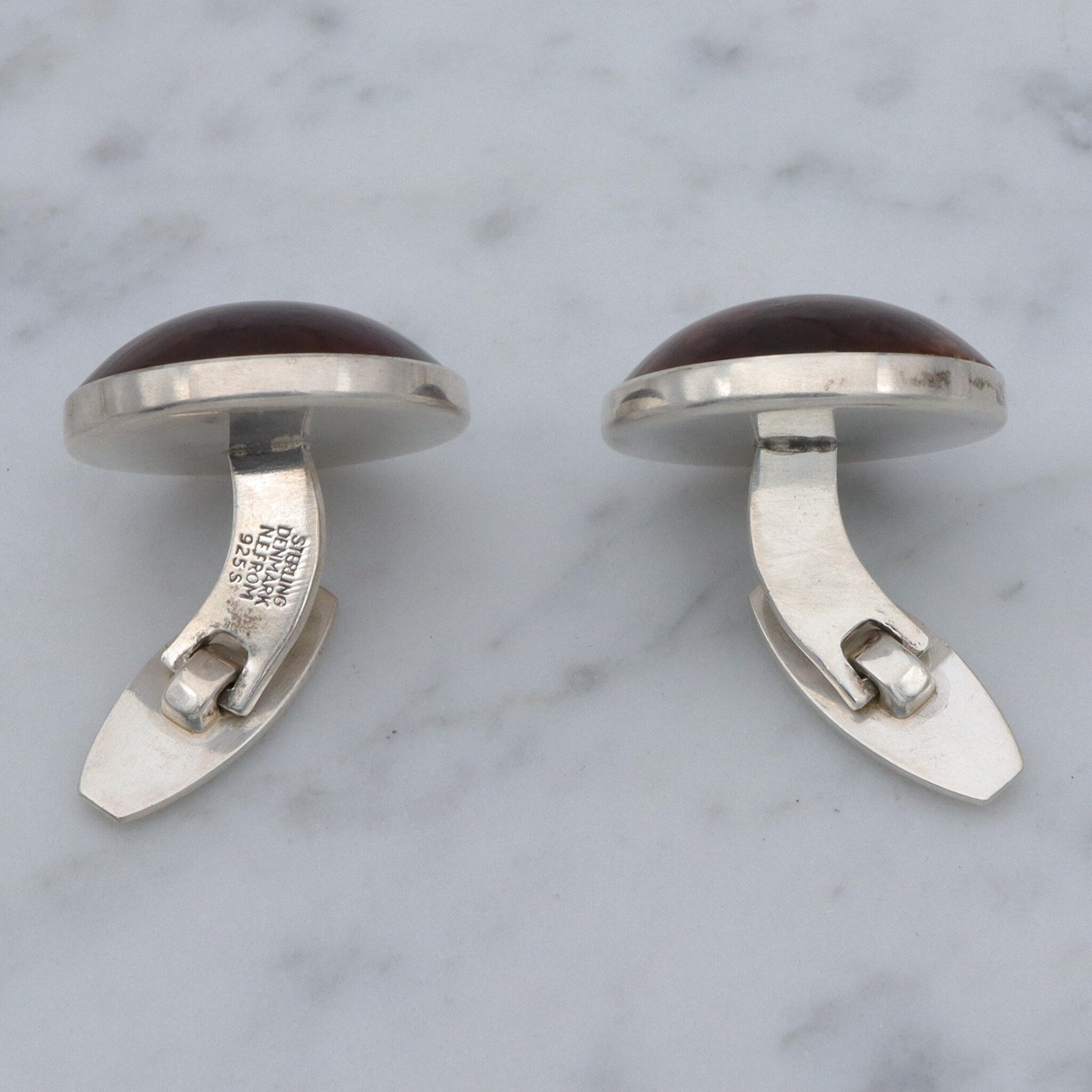 Antique Danish Modern N.E. From sterling & amber cufflinks