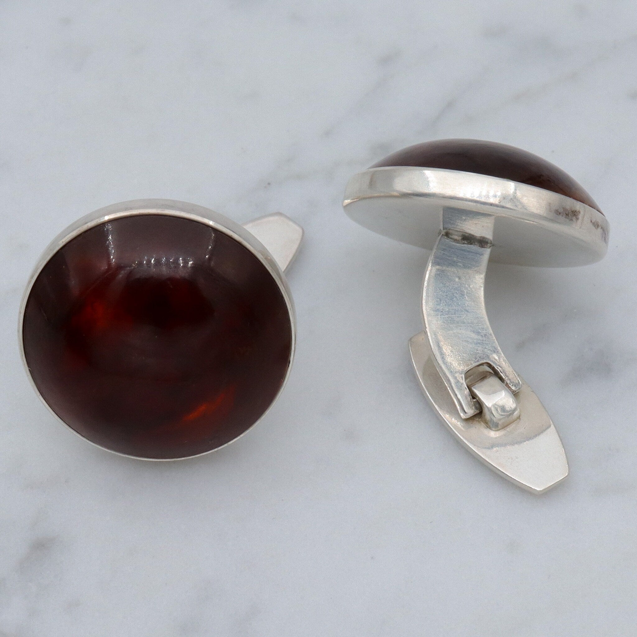 Antique Danish Modern N.E. From sterling & amber cufflinks