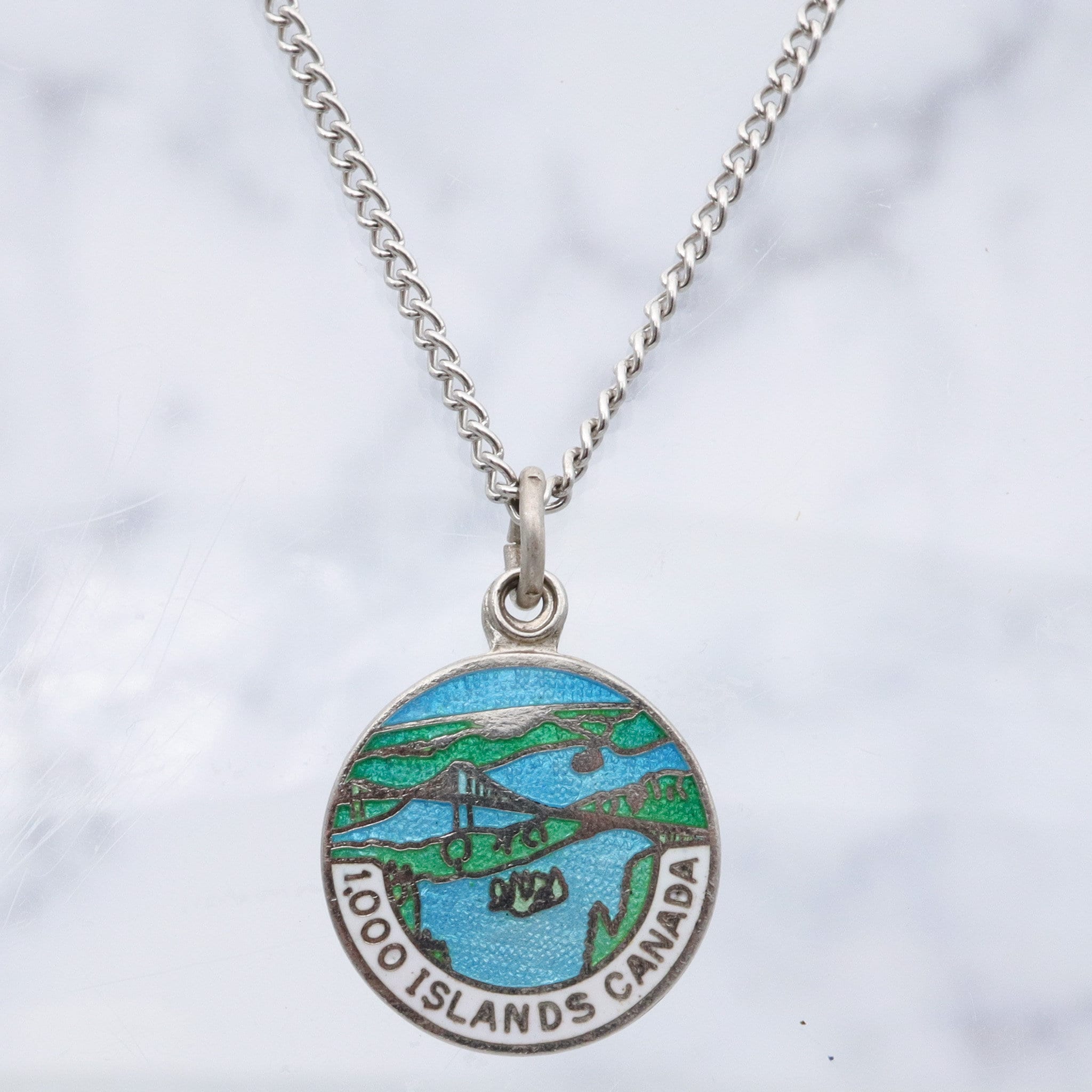 Antique B.M. & Co. sterling, enamel souvenir charm pendant