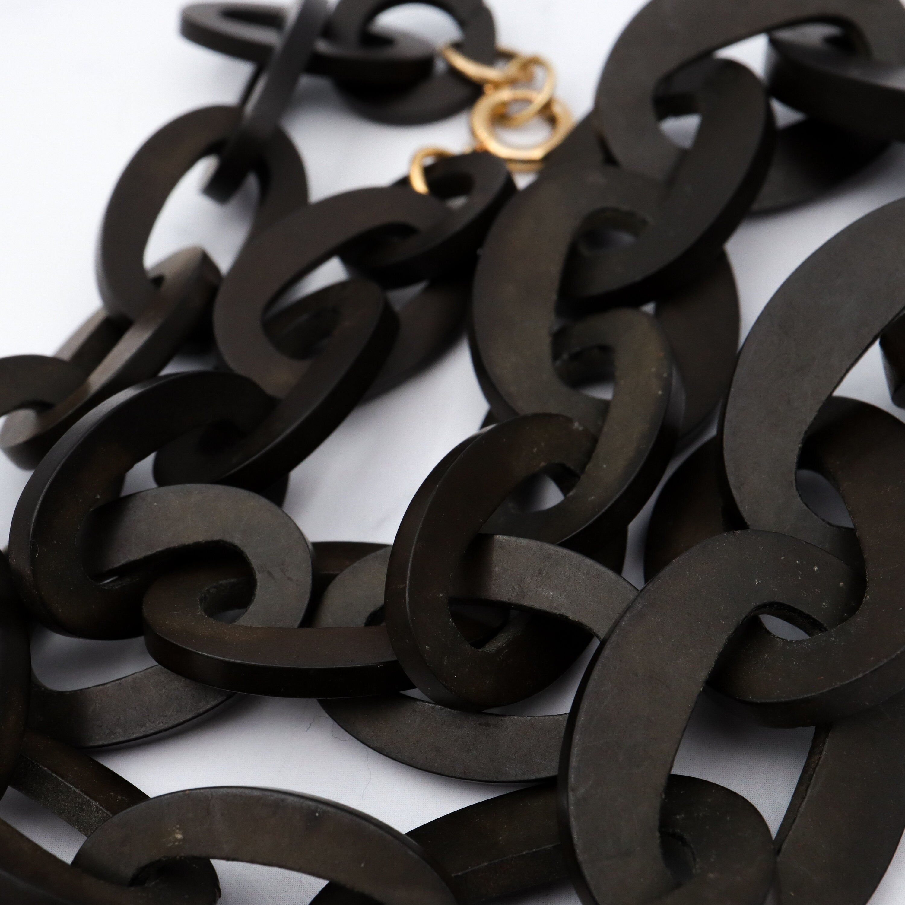 Antique Victorian Vulcanite large link chain with gold overlay