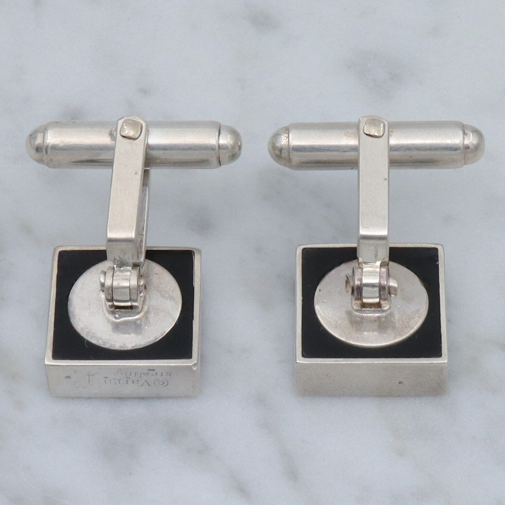 Mid Century Victoria Varga sterling & black enamel cufflinks