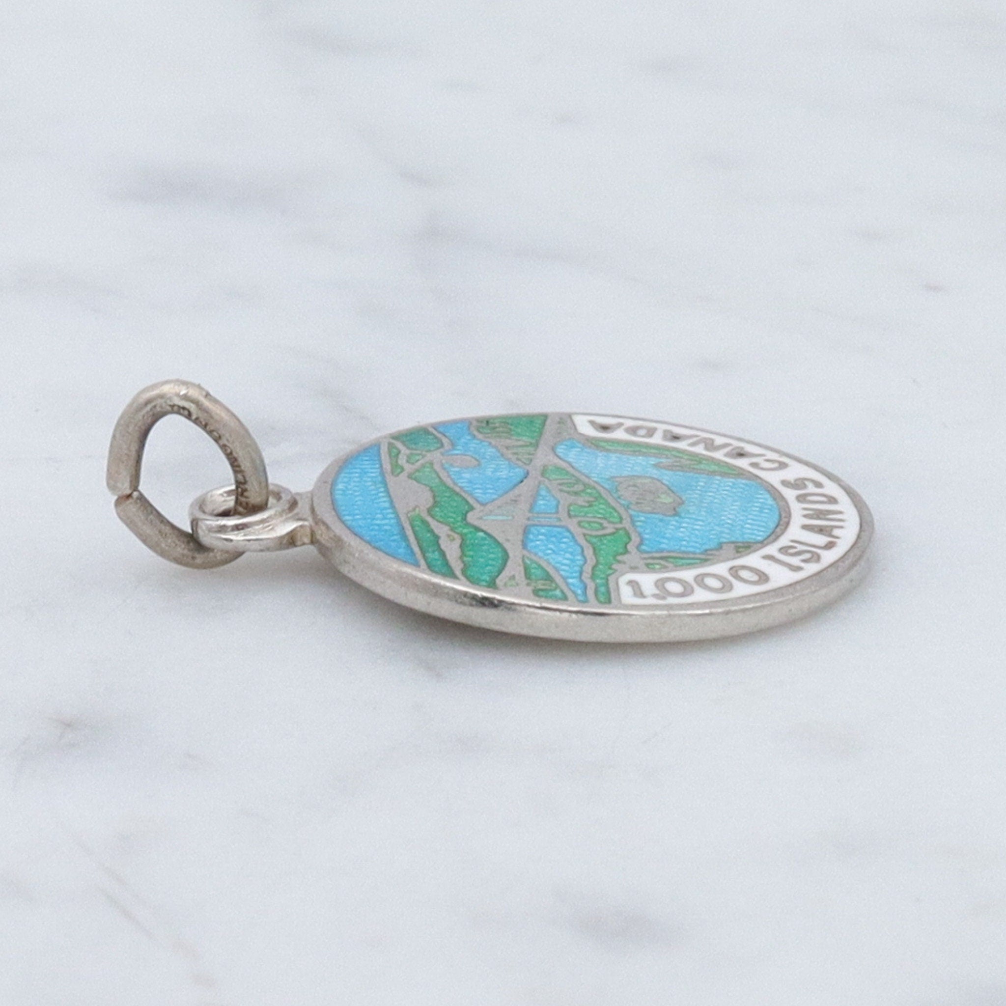 Antique B.M. & Co. sterling, enamel souvenir charm pendant
