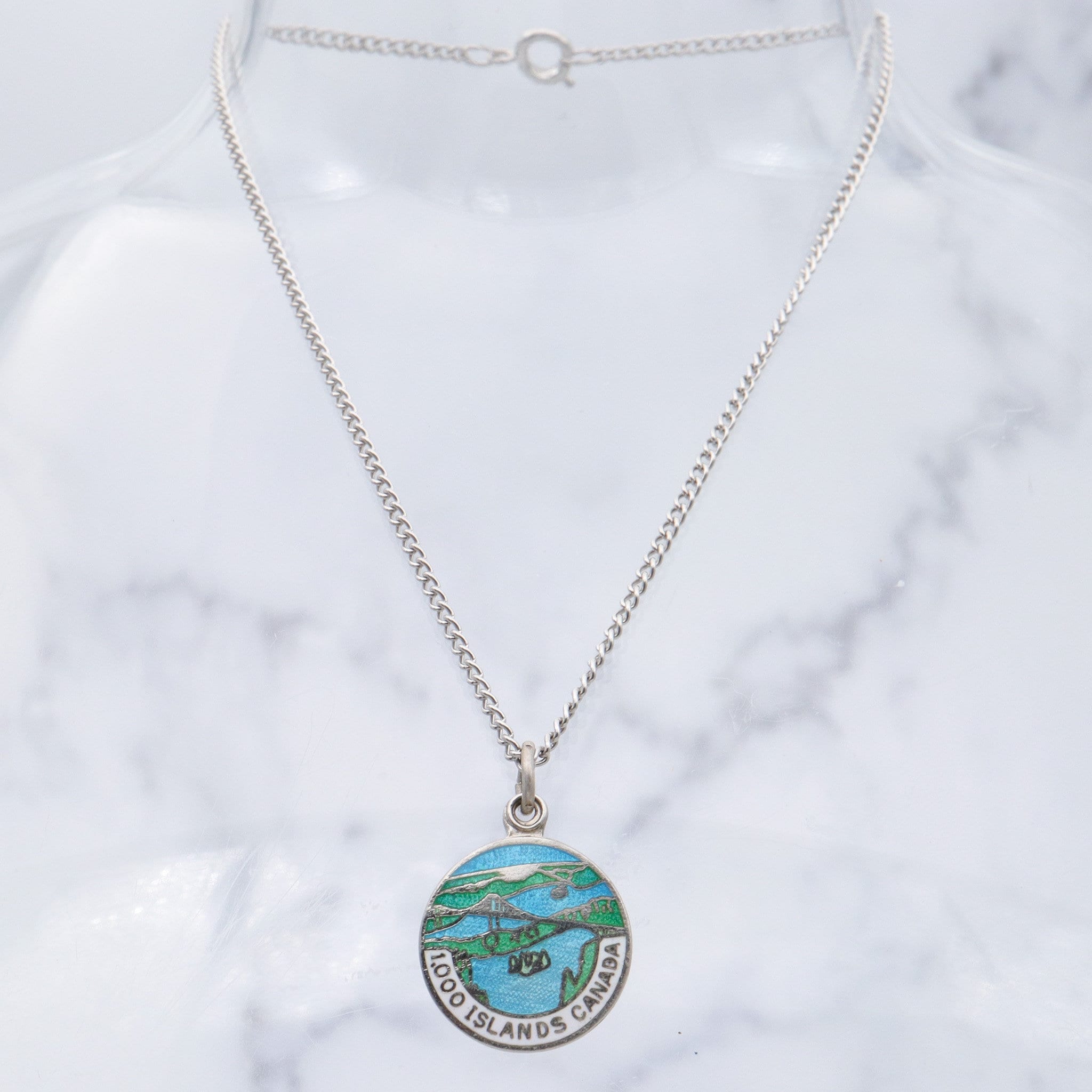 Antique B.M. & Co. sterling, enamel souvenir charm pendant