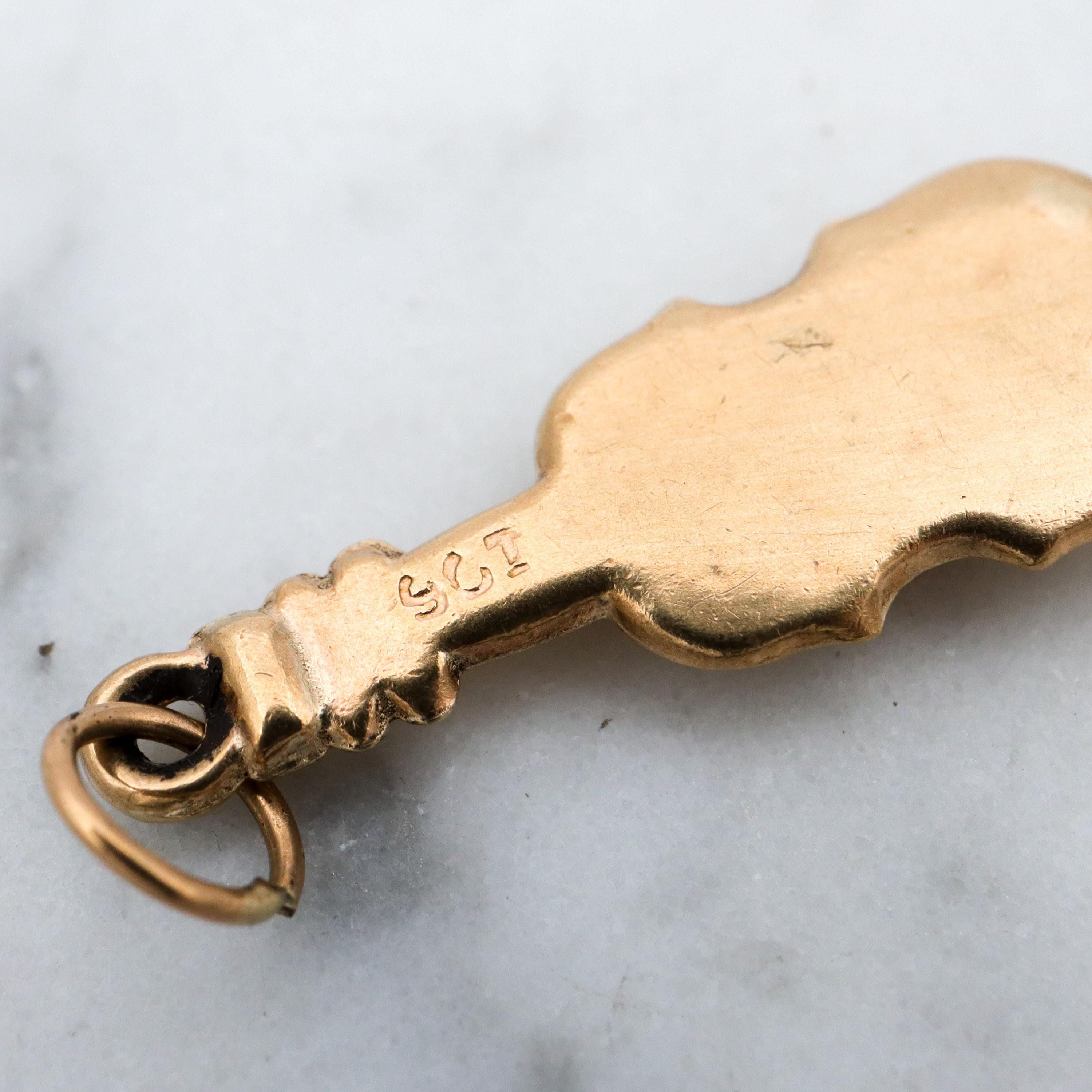 Vintage English 9k gold hollow violin charm pendant