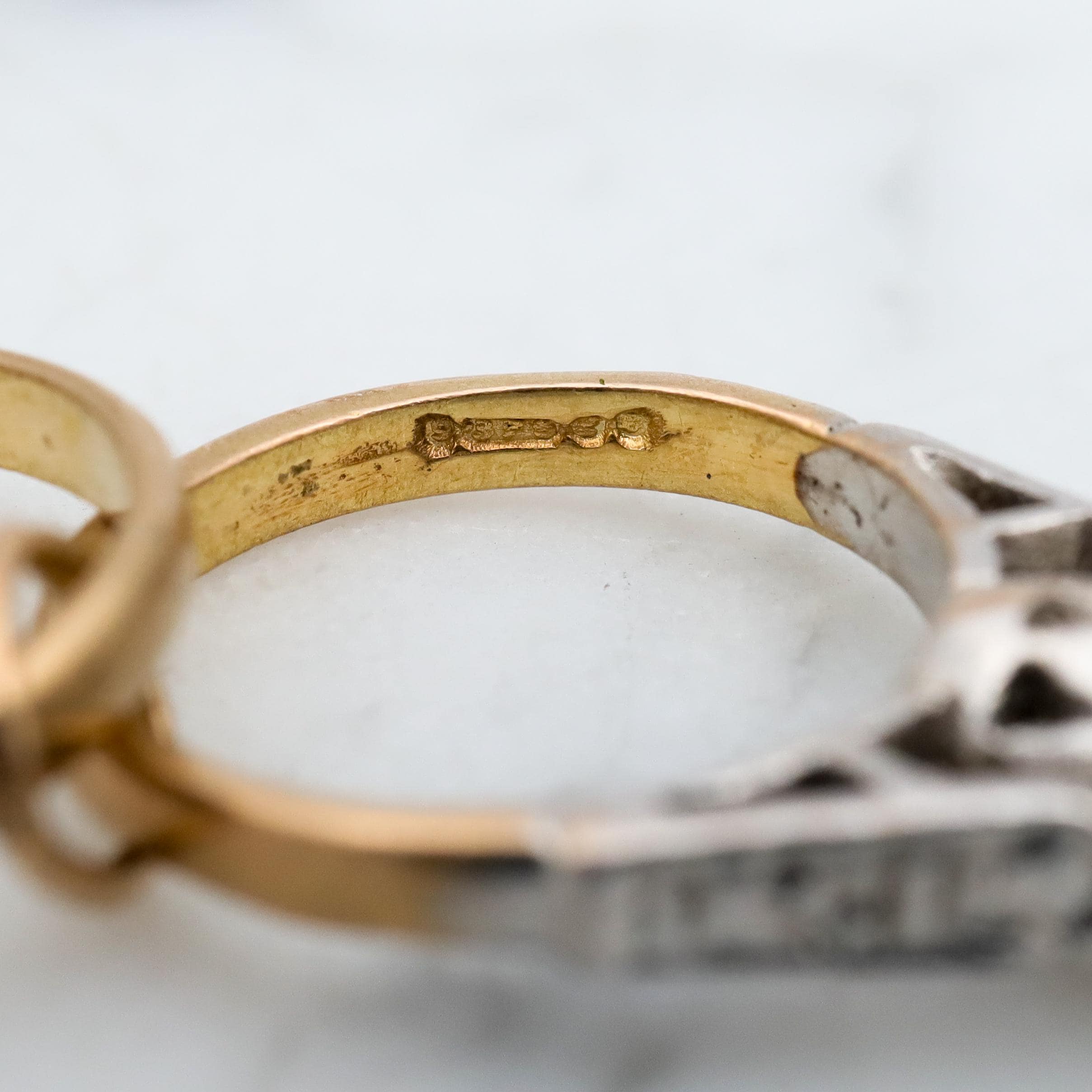 Vintage English 9k gold engagement & wedding ring charm pendant