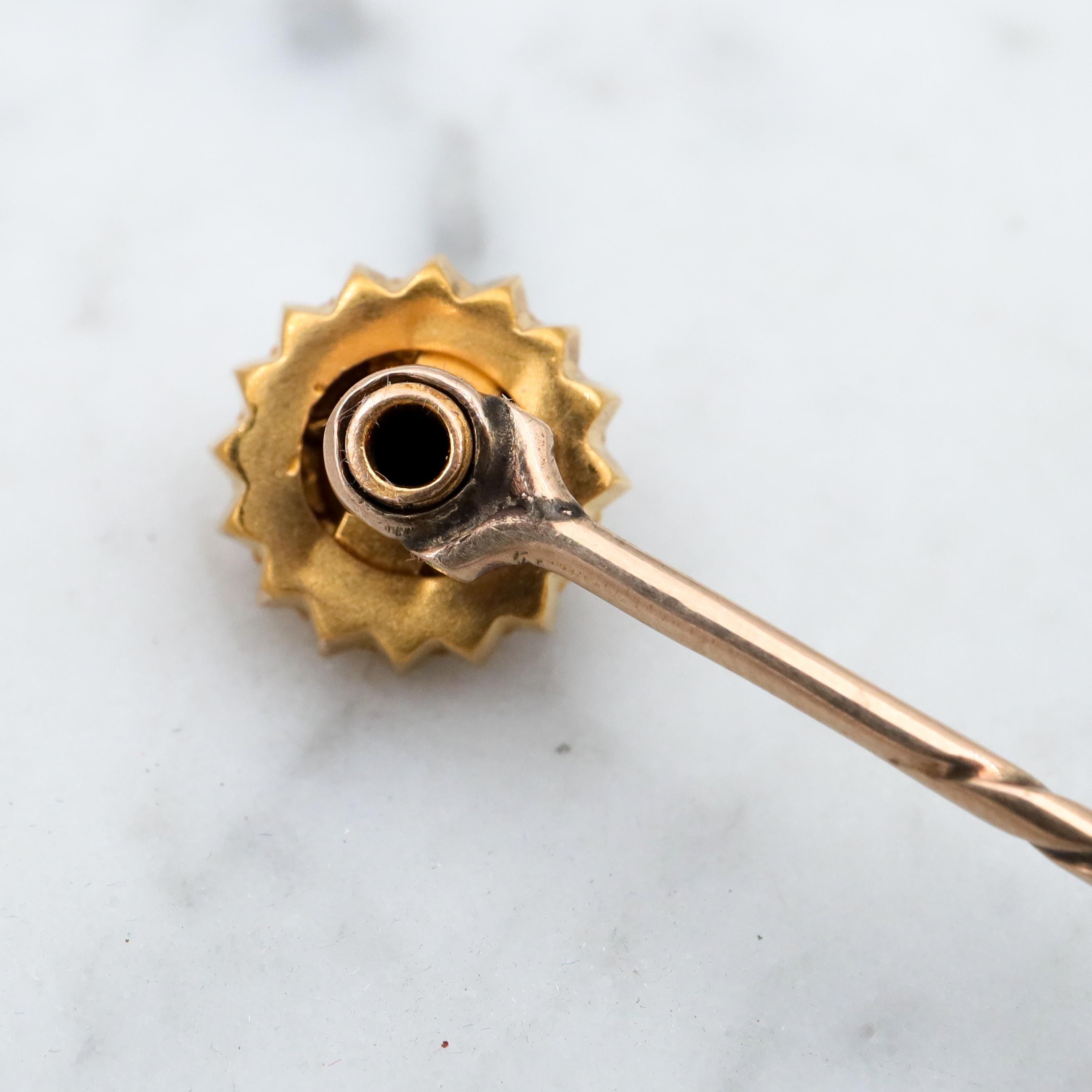 Antique Victorian 14k gold old mine cut diamond spinning starburst stick pin