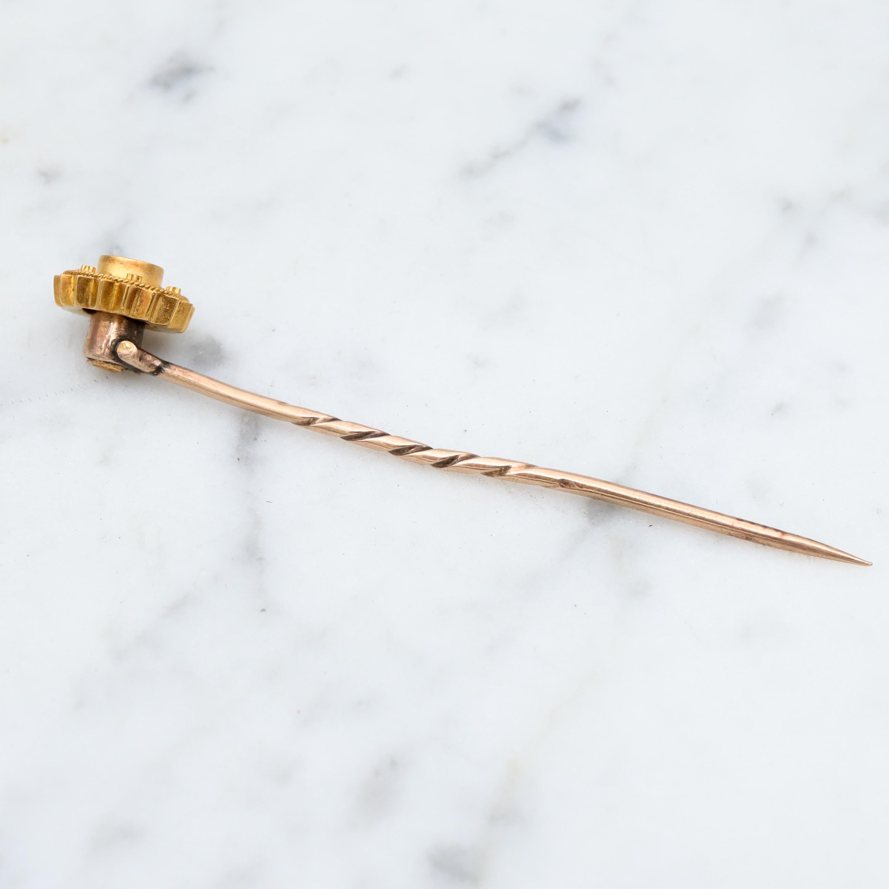 Antique Victorian 14k gold old mine cut diamond spinning starburst stick pin
