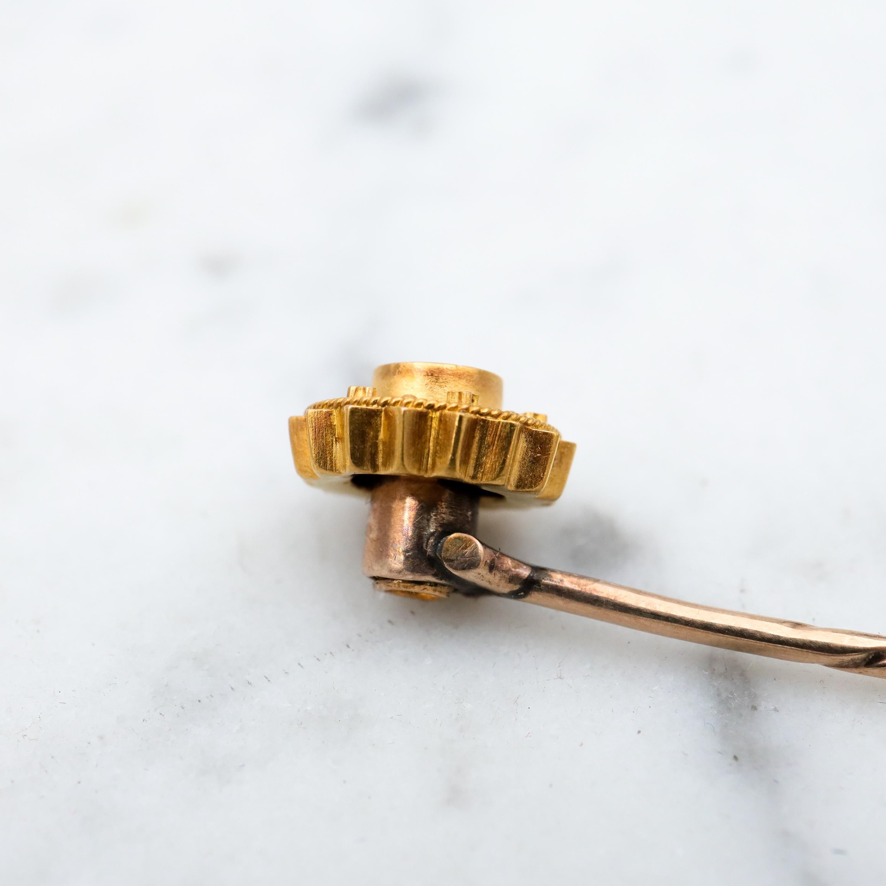 Antique Victorian 14k gold old mine cut diamond spinning starburst stick pin