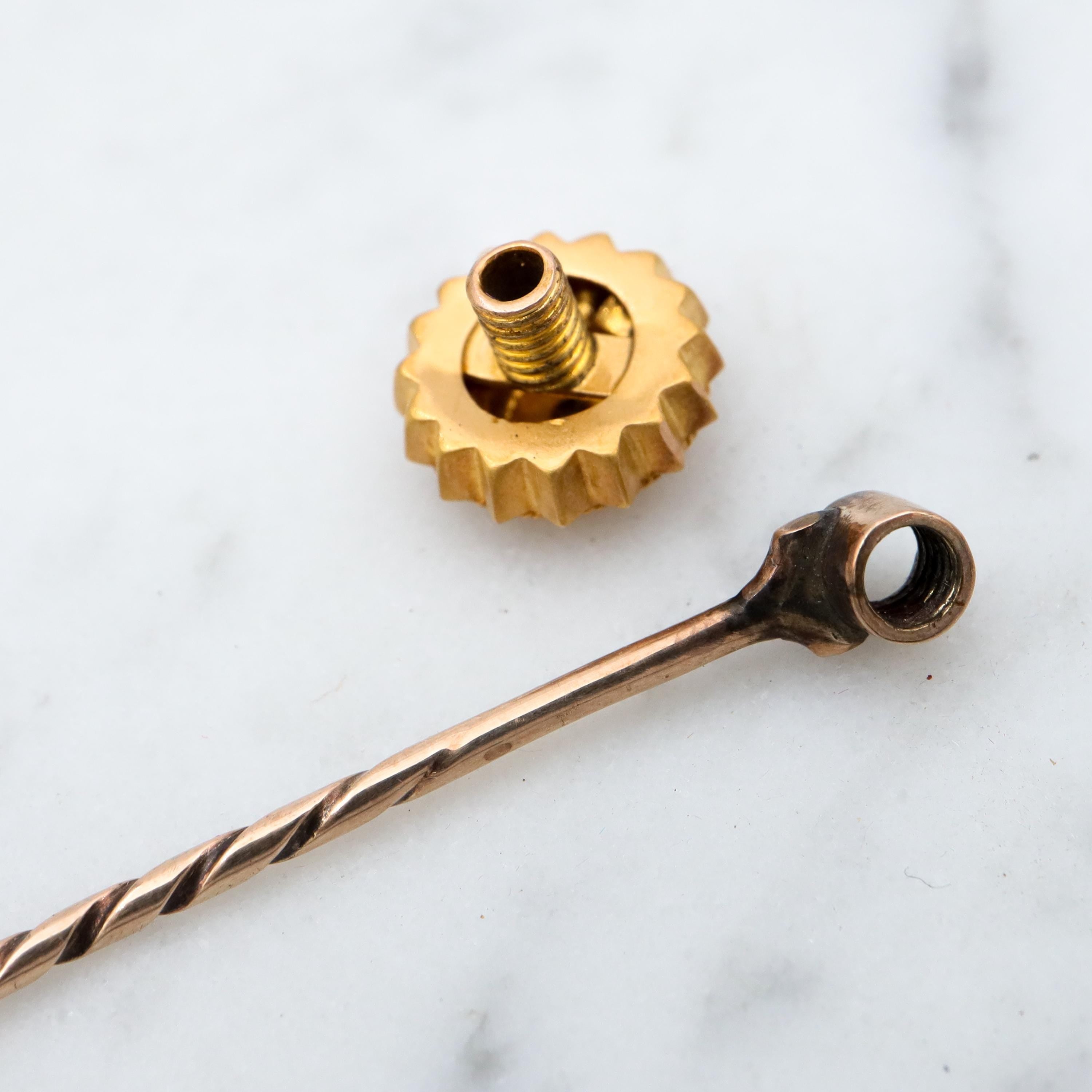 Antique Victorian 14k gold old mine cut diamond spinning starburst stick pin