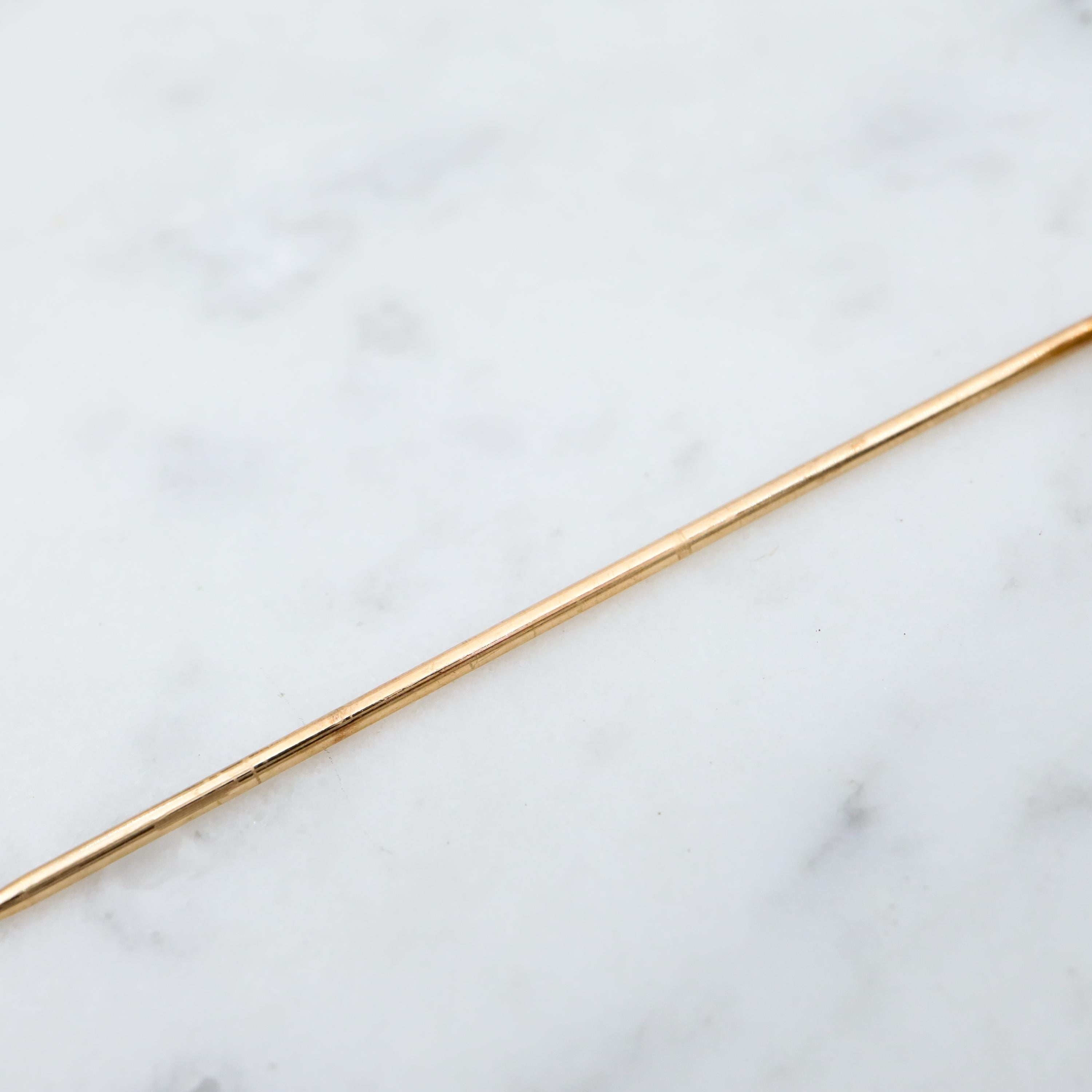 Antique Art Deco 14k gold & diamond starburst stick pin