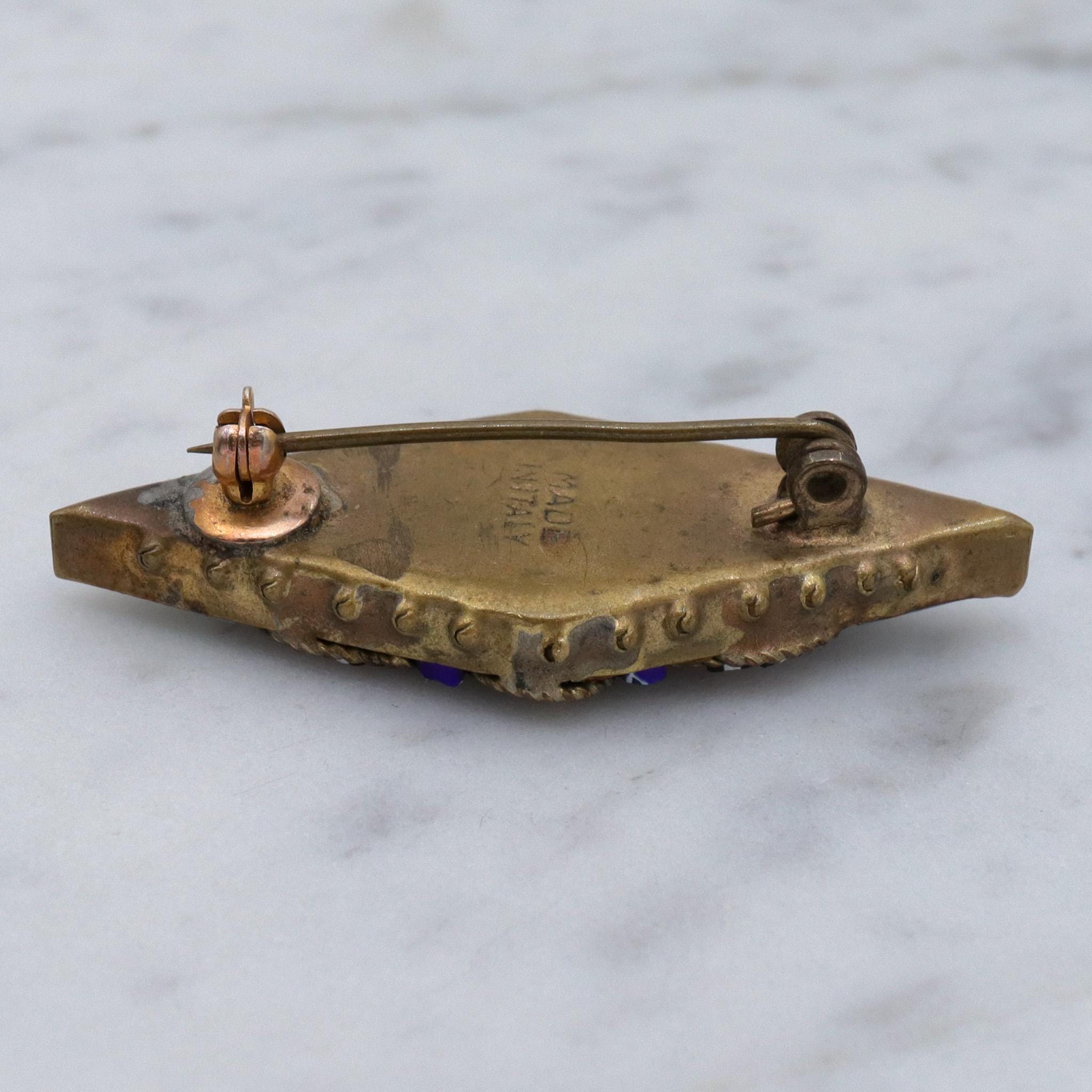 Antique Italian micro mosaic brooch