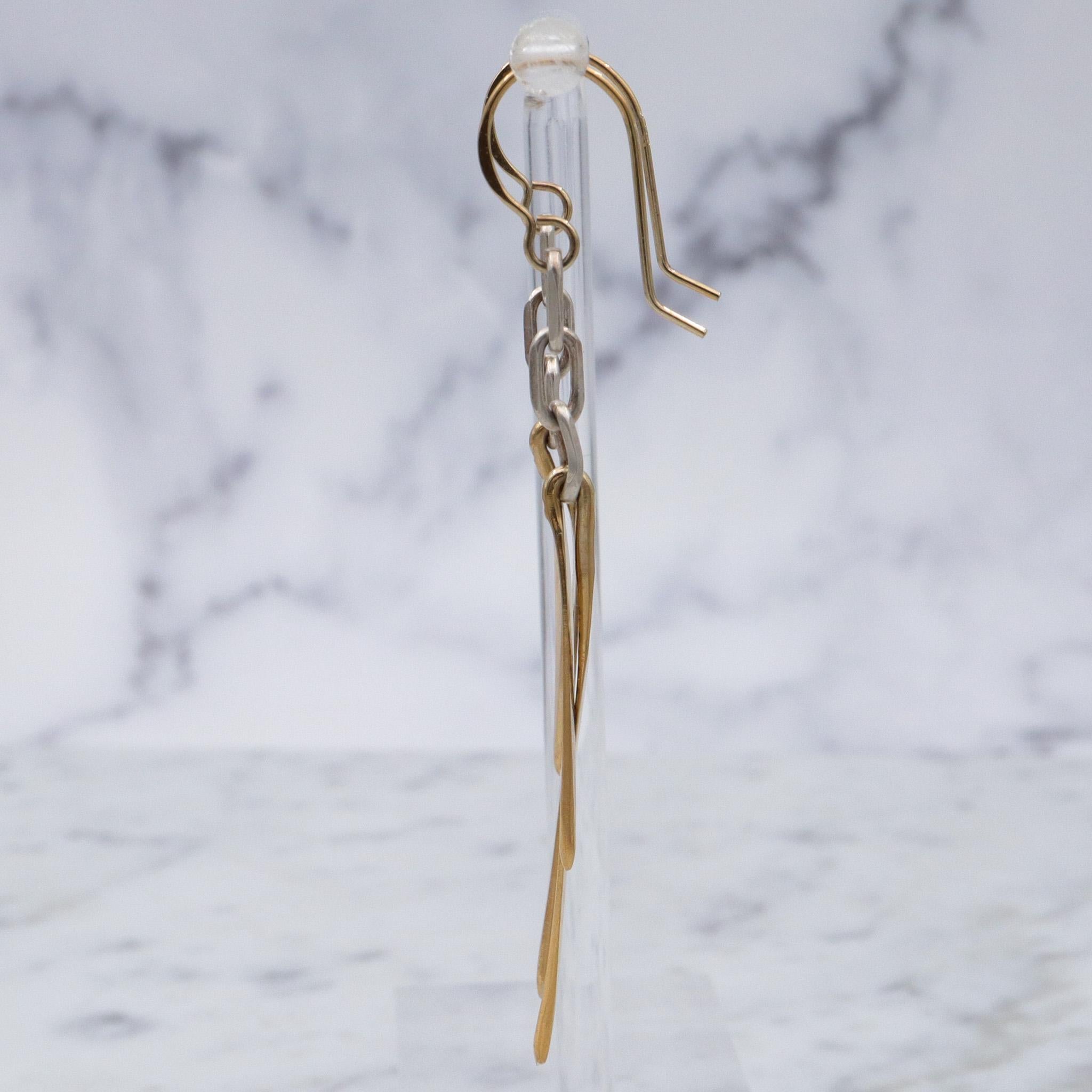 Retro gold plated sterling silver feather drop earrings