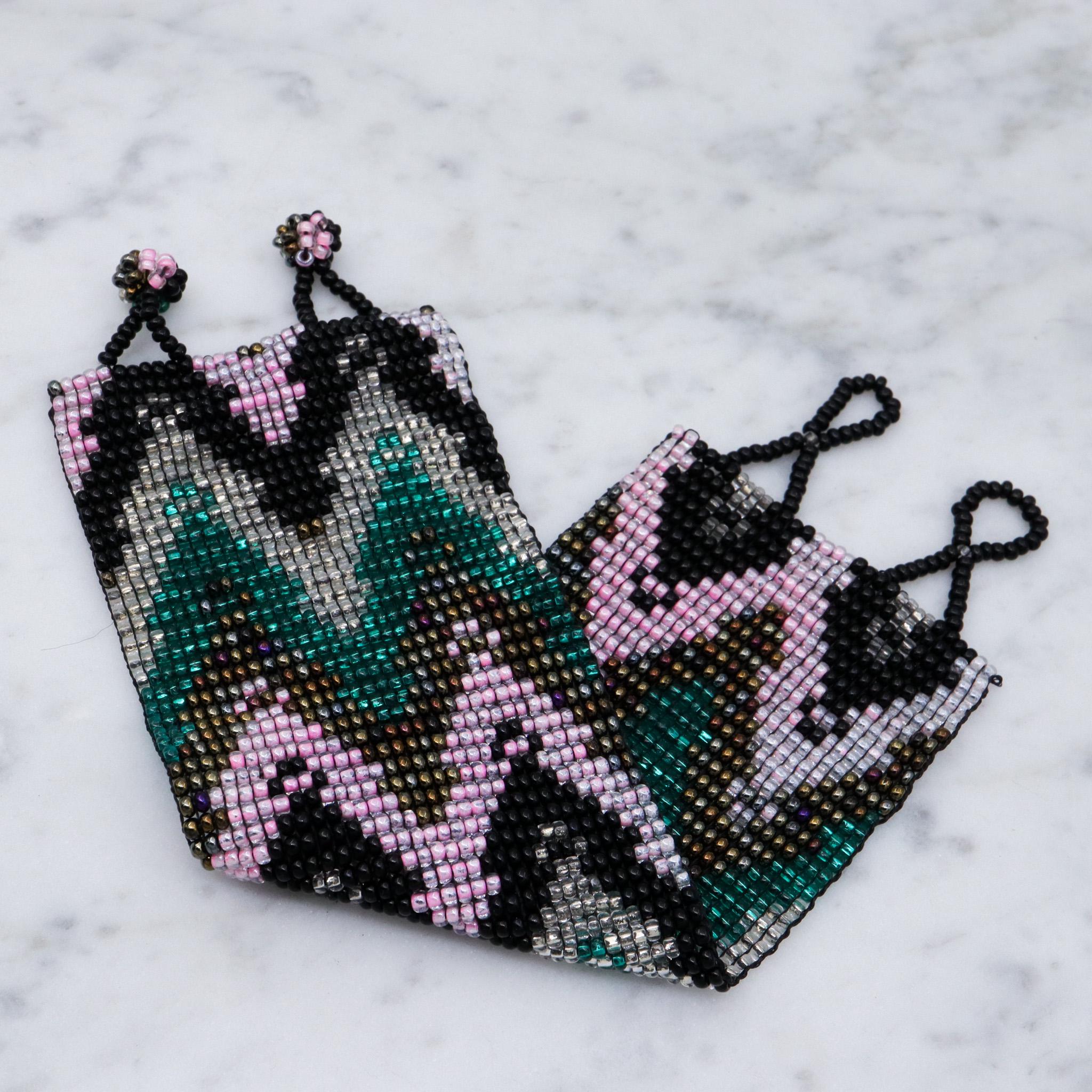 Retro chevron seed bead wide bracelet