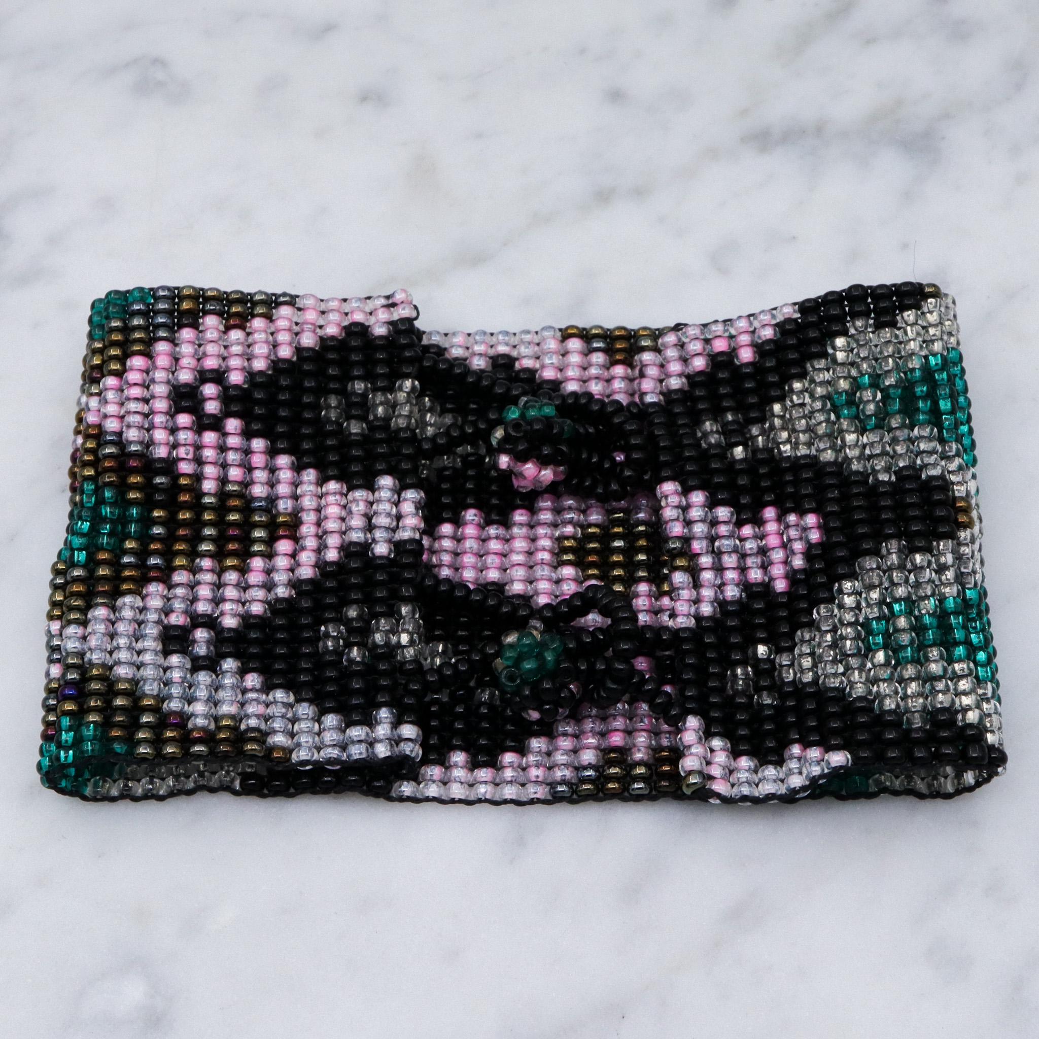 Retro chevron seed bead wide bracelet