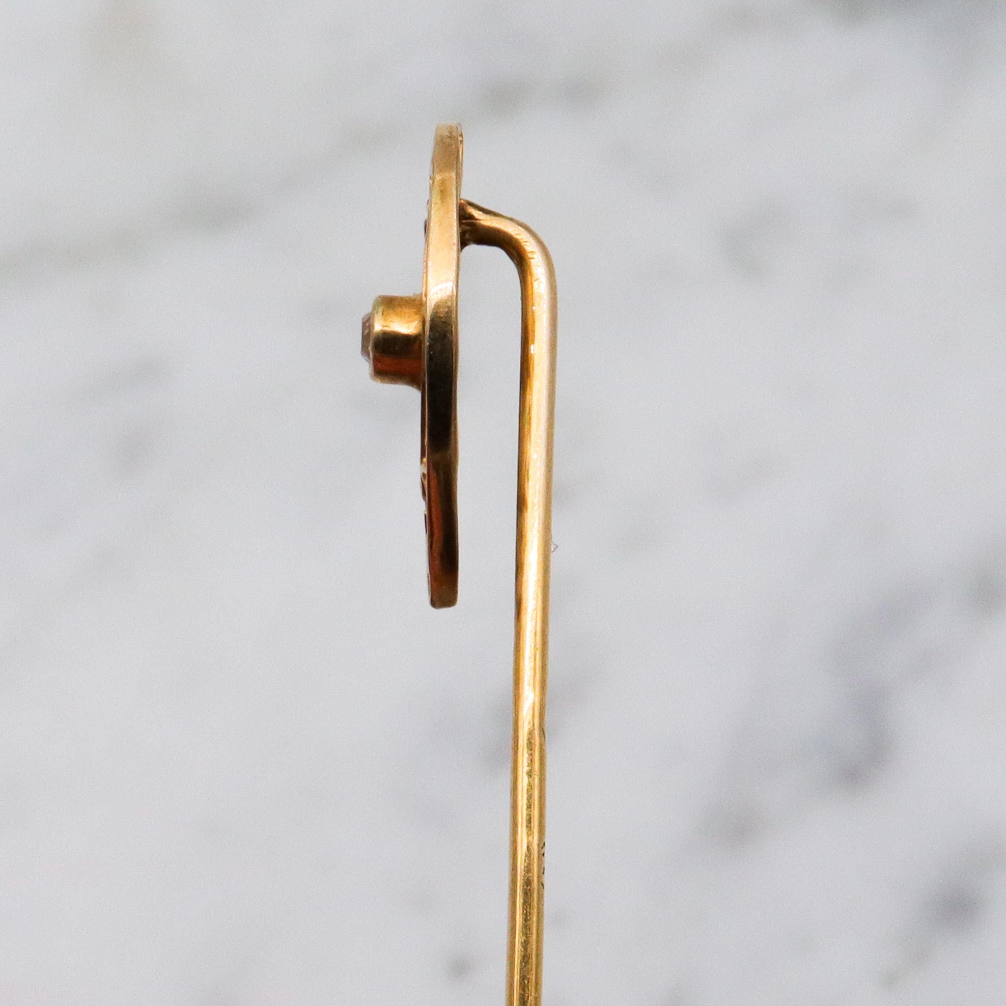 Antique Victorian 14k gold old european cut diamond stick pin