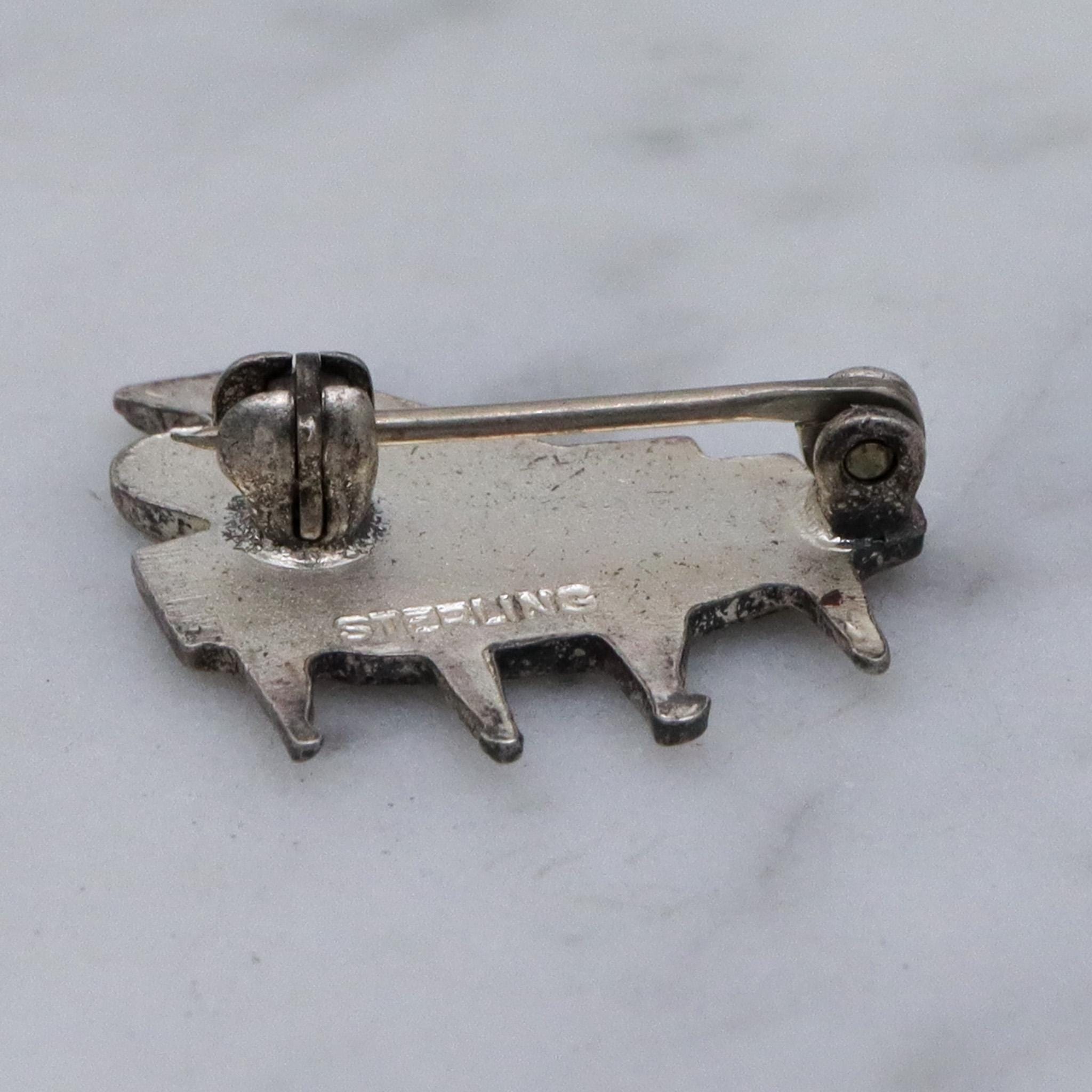 Vintage sterling silver grand piano enamel pin