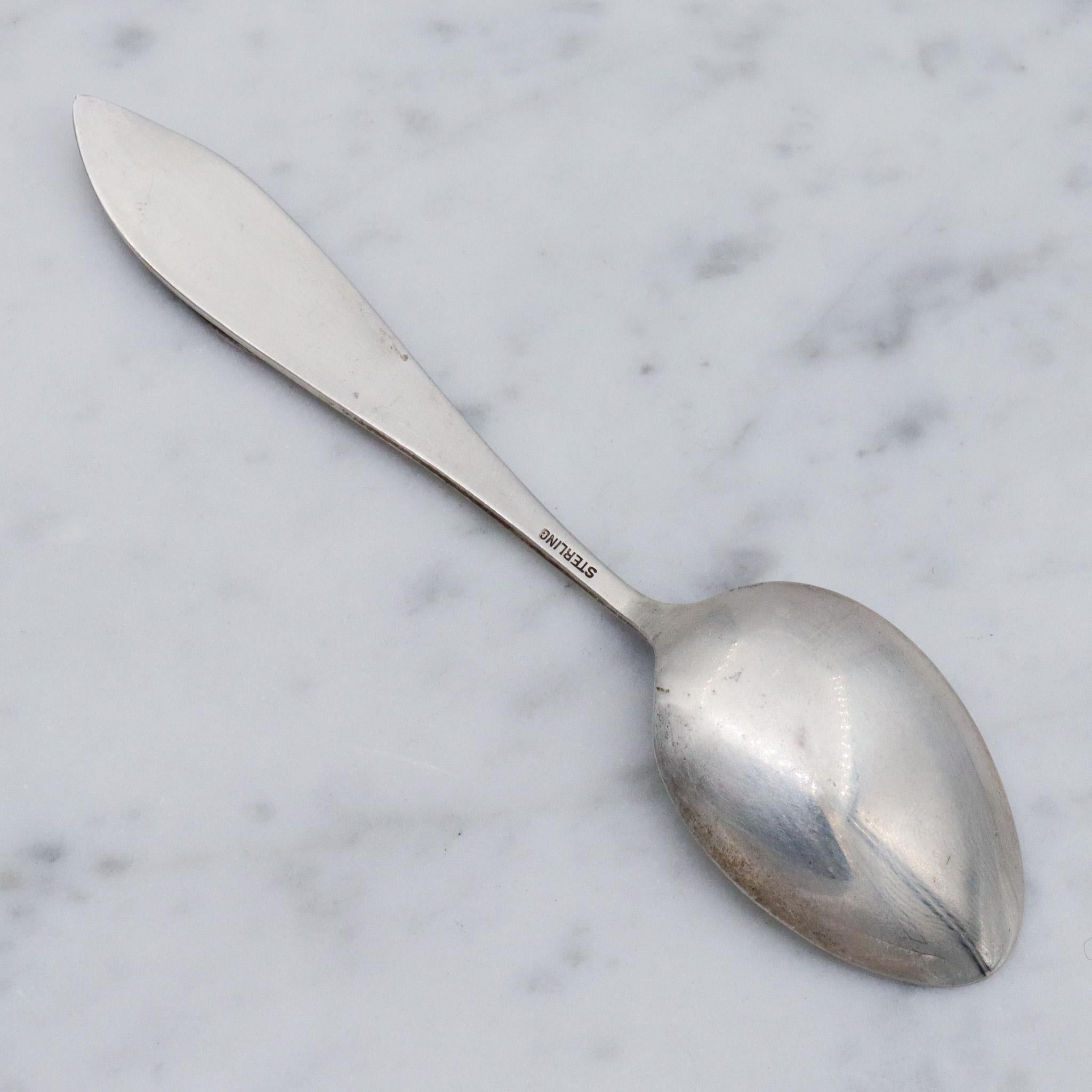 Antique sterling silver hand painted guilloche enamel flower new orleans souvenir spoon