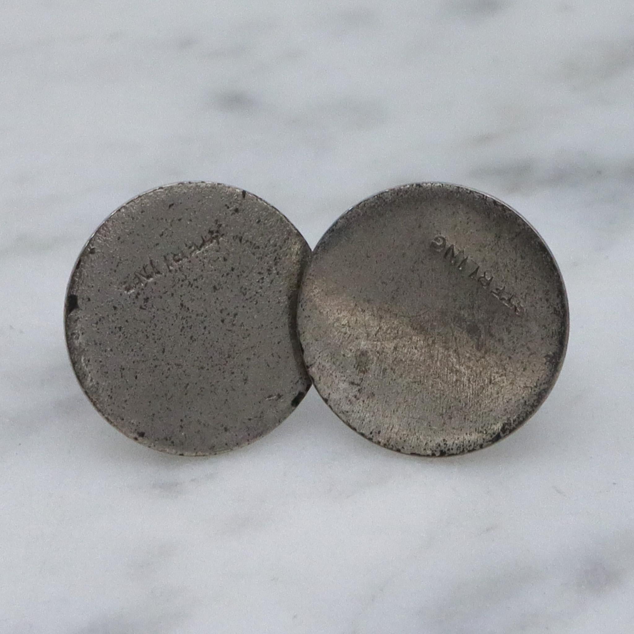 Vintage sterling silver enamel cuff links and button stud set