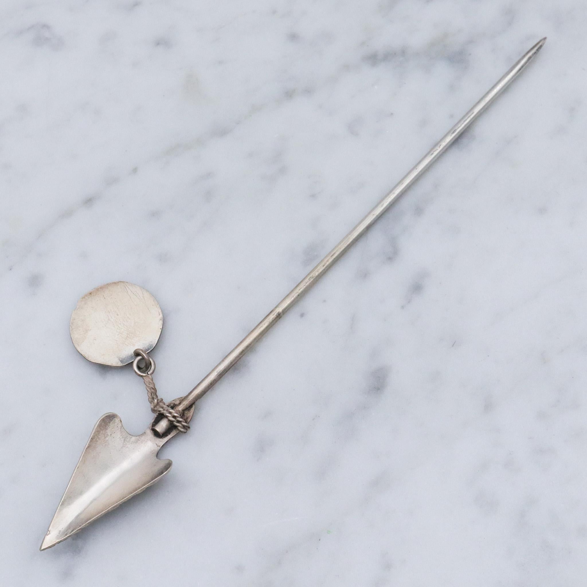 Rare Antique Shiebler style sterling silver jabot pin