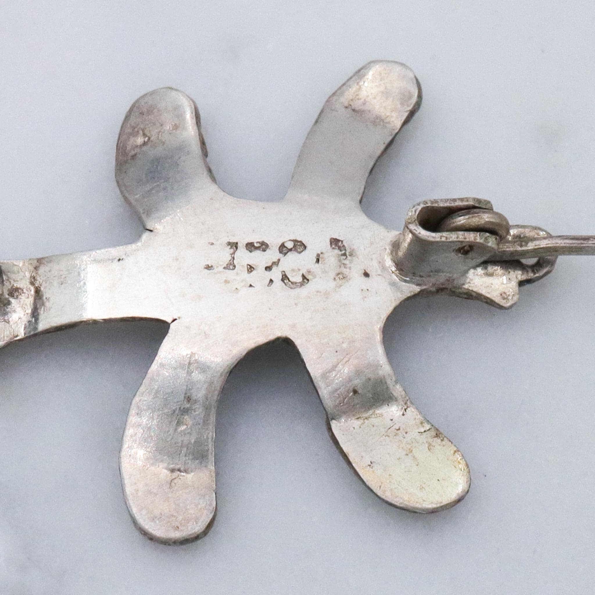Antique renaissance revival sterling silver brooch