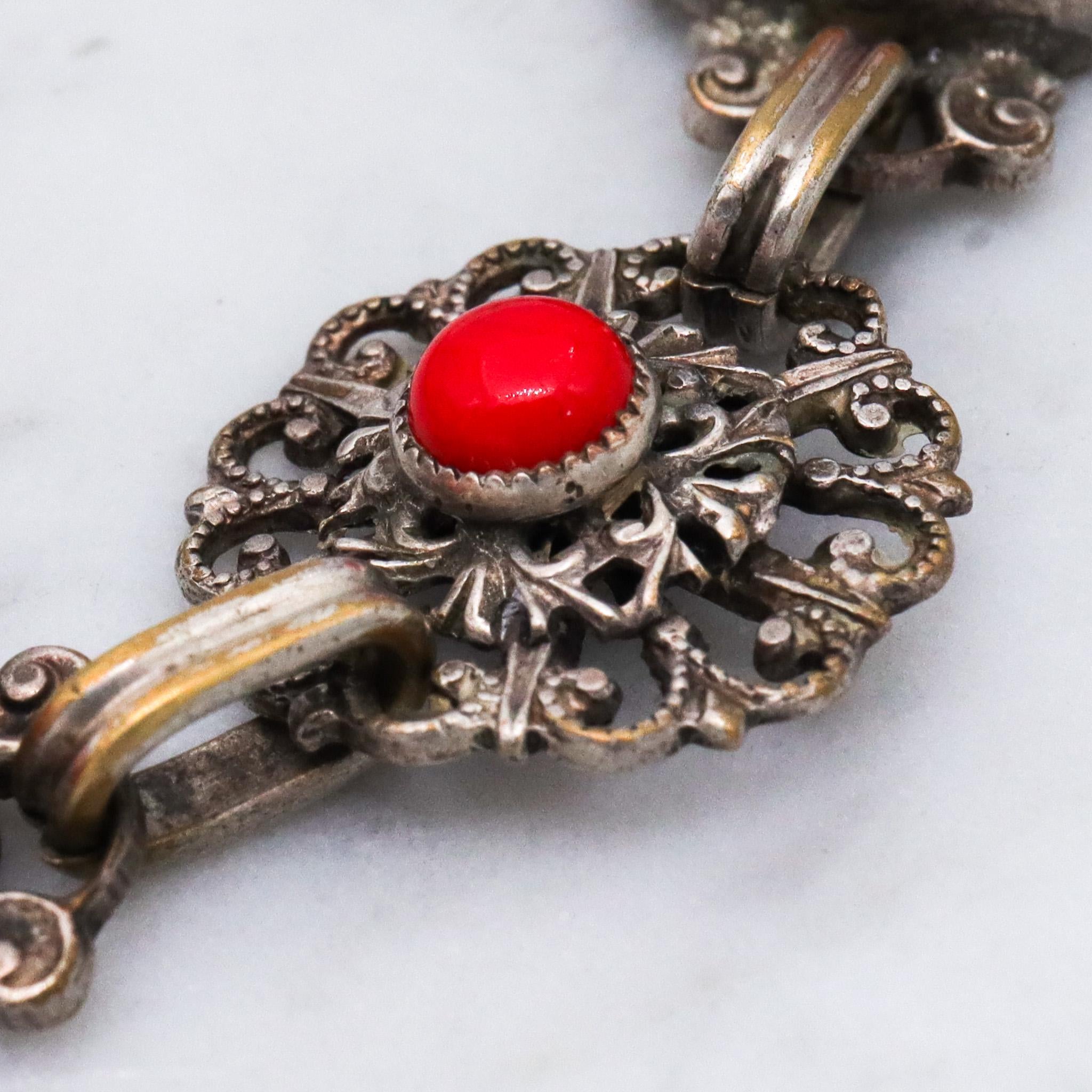 Vintage 1950s Italian micro mosaic red link bracelet